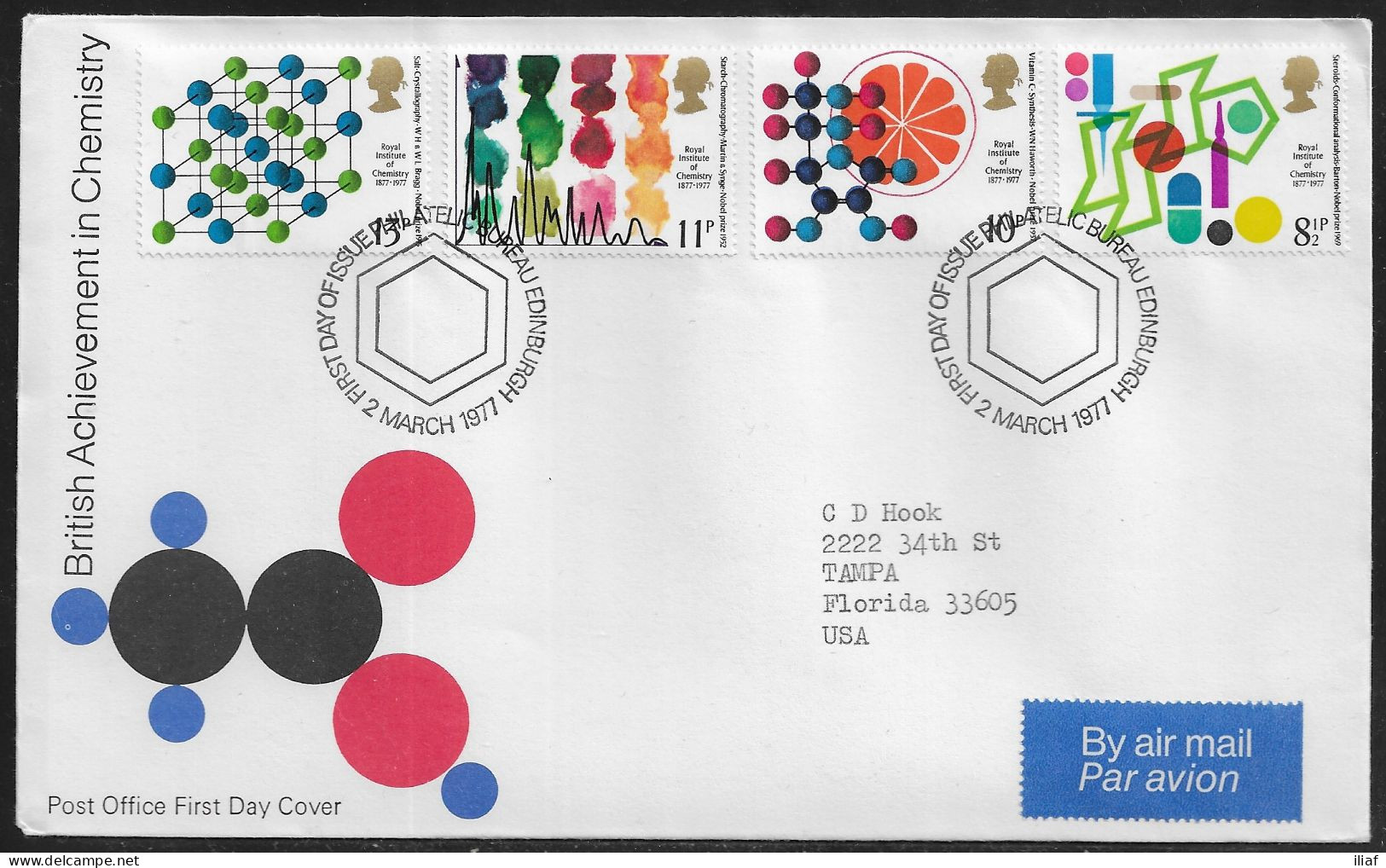 United Kingdom Of Great Britain.  FDC Sc. 806-809.  Royal Institute Of Chemistry Centenary.  FDC Cancellation On FDC Env - 1971-80 Ediciones Decimal