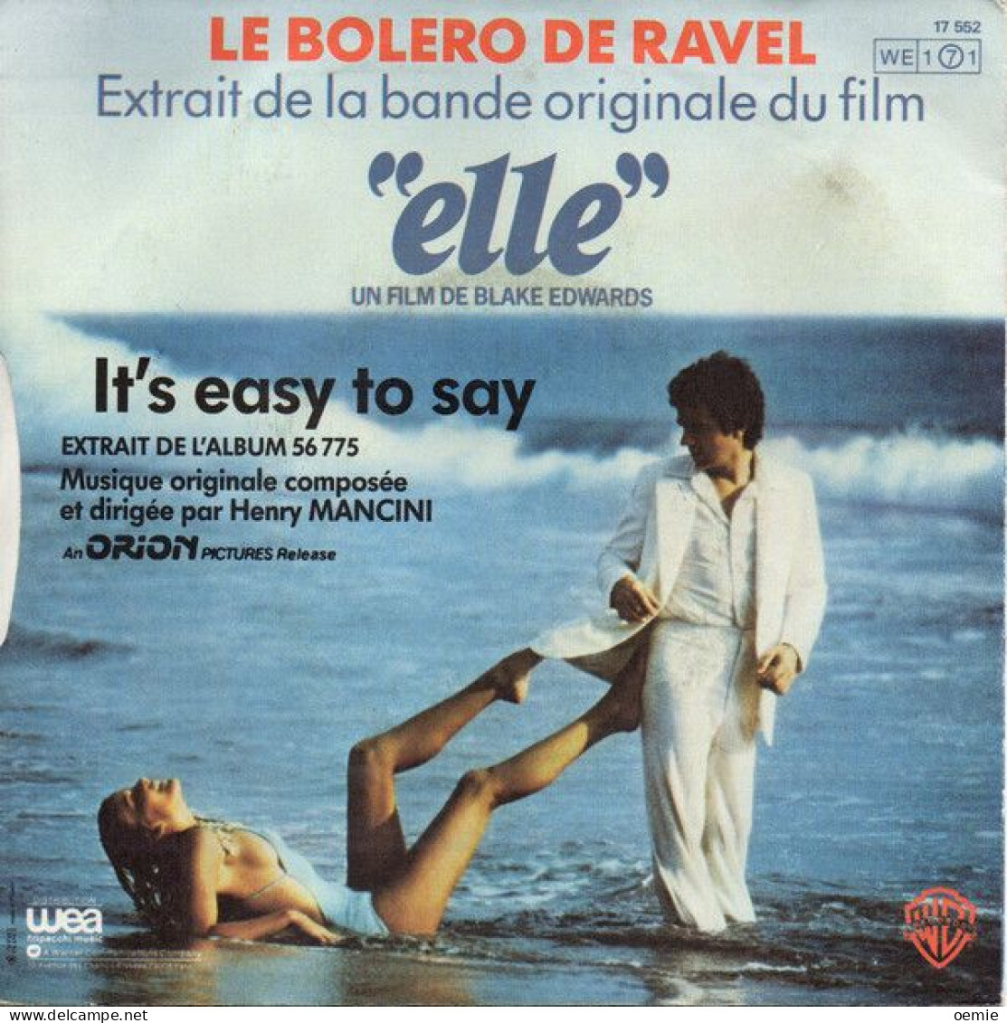 BANDE ORIGINALE DU FILM ELLE DE BLAKE EDWARDS LE BOLERO DE RAVEL - Musique De Films