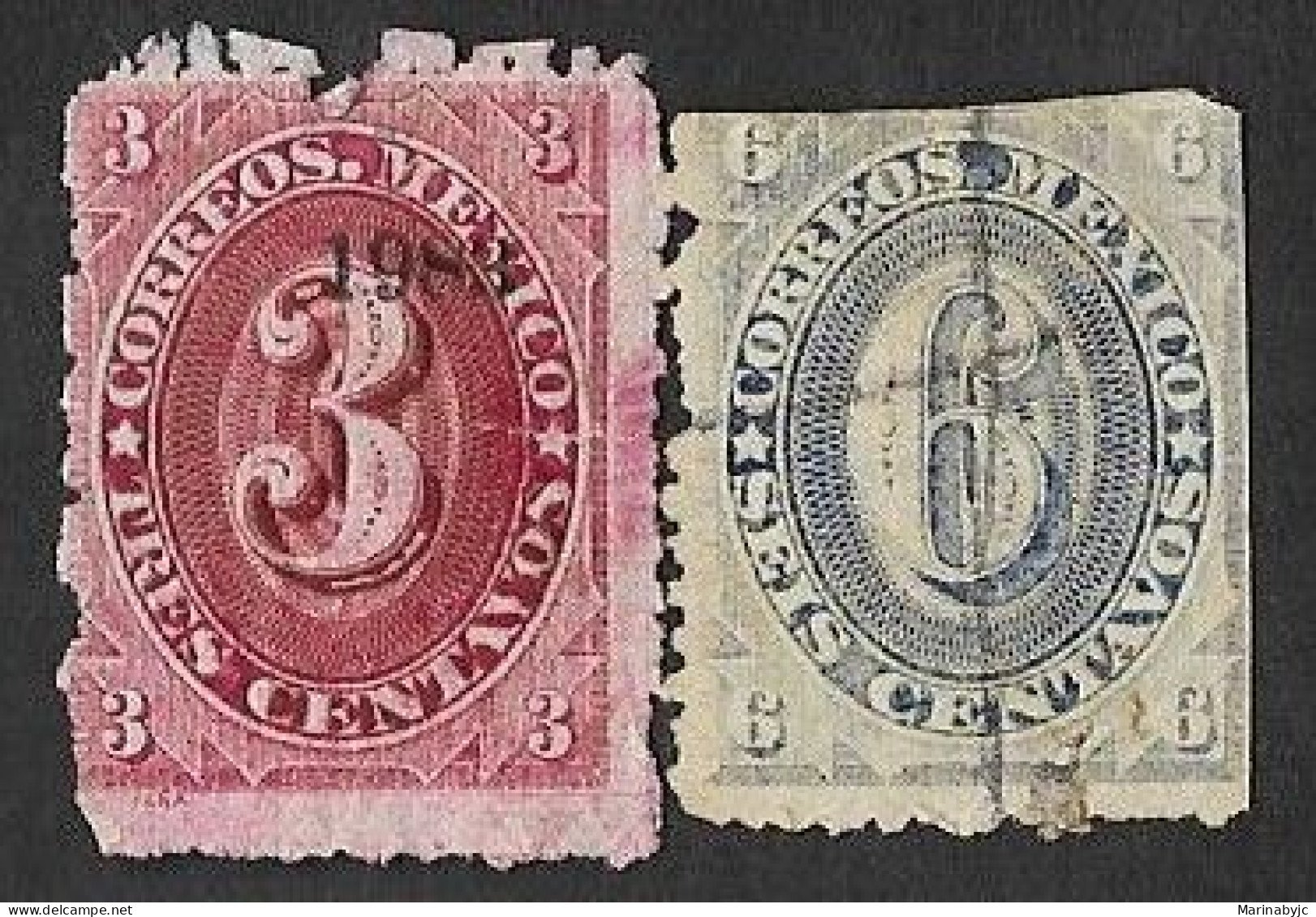 SE)1882-83 MEXICO SERIES NUMERALS 3C SCT 147 & 6C SCT 148, USED - Mexiko