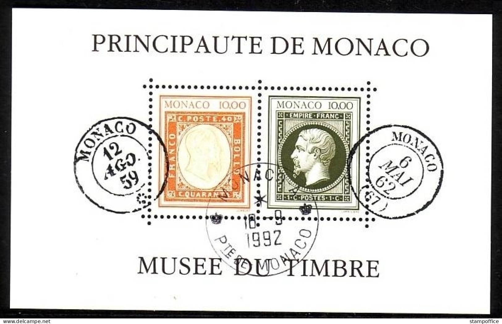 MONACO BLOCK 56 GESTEMPELT BRIEFMARKEN MUSEUM - Stamps On Stamps