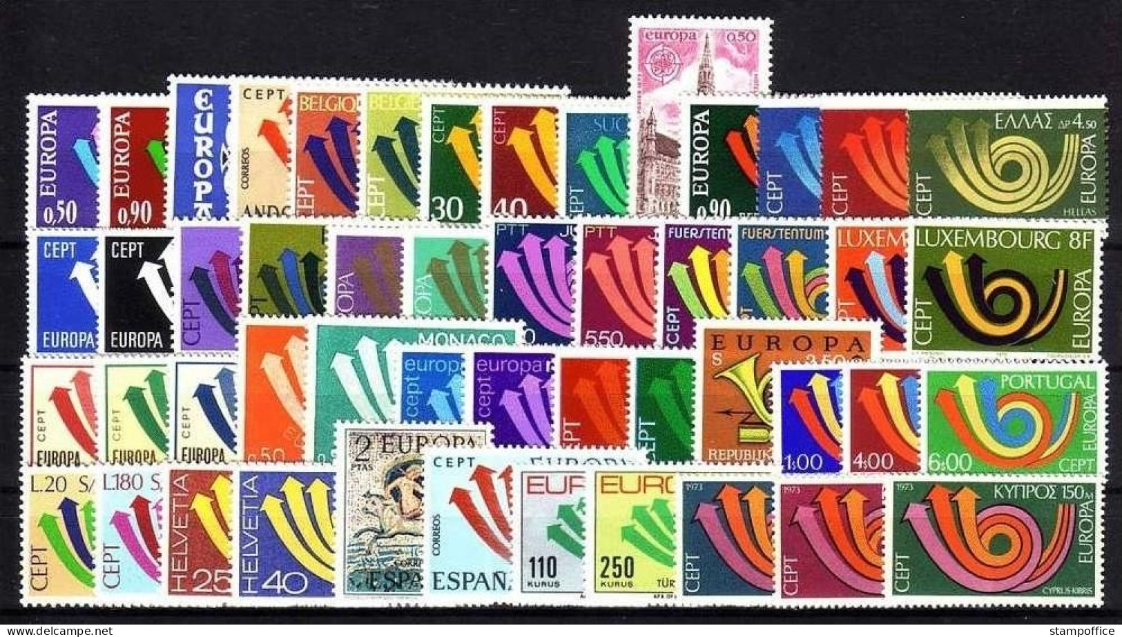 EUROPA CEPT JAHRGANG 1973 POSTFRISCH(MINT) POSTHORN 50 WERTE 24 LÄNDER - 1973