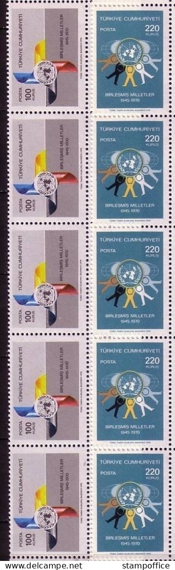 TÜRKEI MI-NR. 2196-2197 POSTFRISCH(MINT) 5er Streifen 25 JAHRE VEREINTE NATIONEN - UNO - Unused Stamps