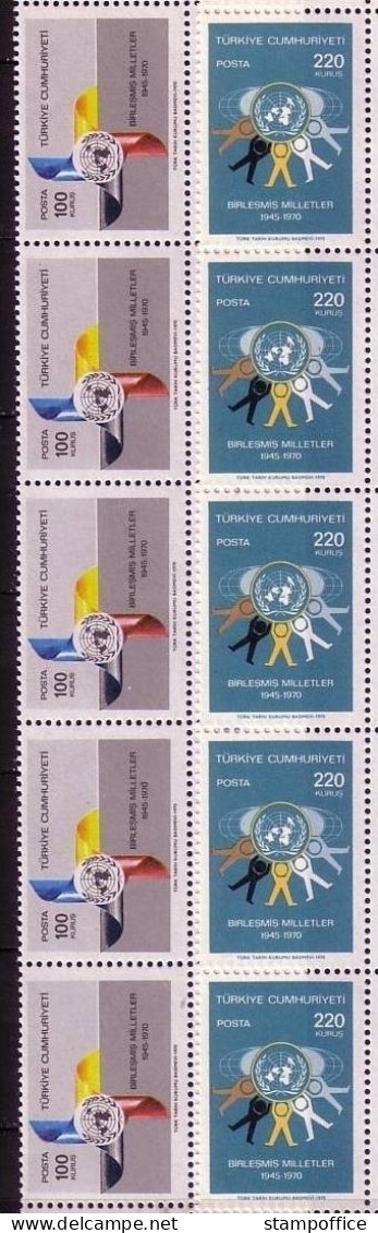 TÜRKEI MI-NR. 2196-2197 POSTFRISCH(MINT) 5er Streifen 25 JAHRE VEREINTE NATIONEN - UNO - Ungebraucht