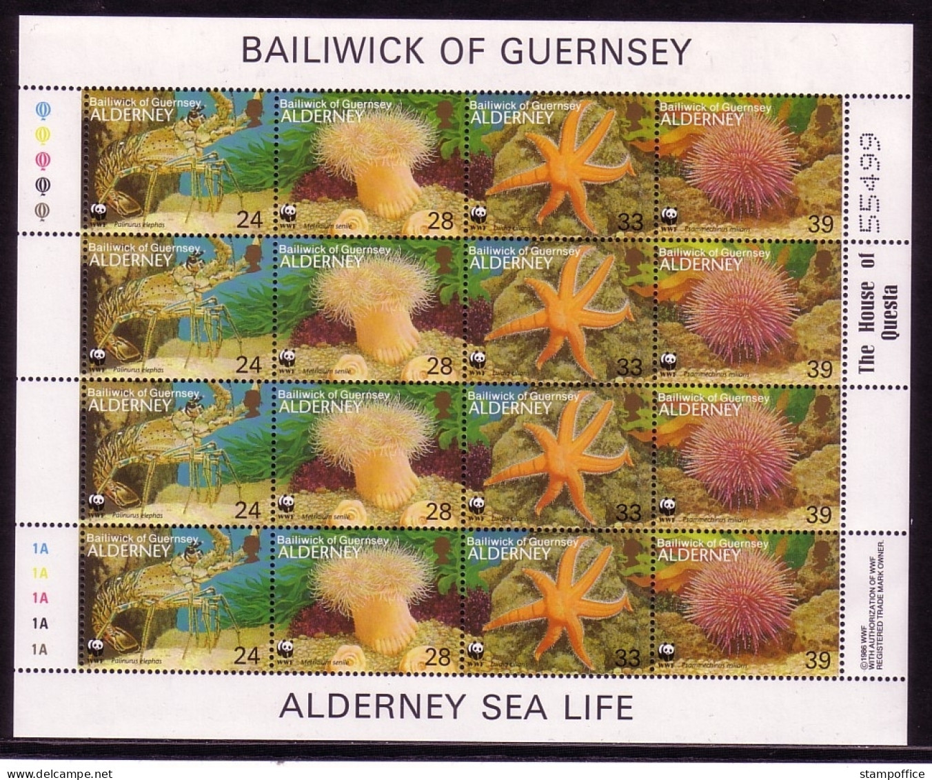 ALDERNEY MI-NR. 61-64 POSTFRISCH(MINT) KLEINBOGEN NATURSCHUTZ WWF - LANGUSTE - SEENELKE - SEESTERN - SEEIGEL - Alderney