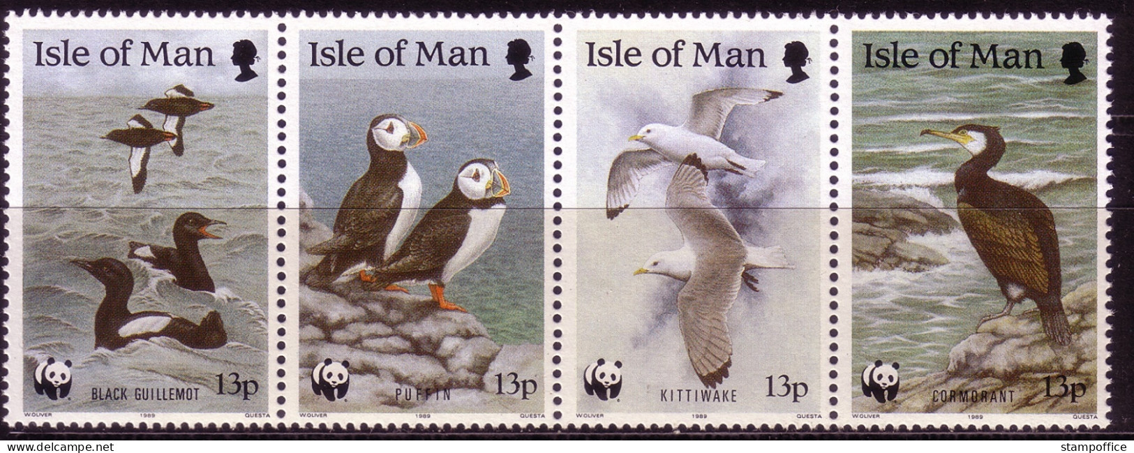 INSEL MAN MI-NR. 408-411 POSTFRISCH(MINT) WWF SEEVÖGEL 1989 PAPAGEITAUCHER KORMORAN MÖWE... - Isola Di Man