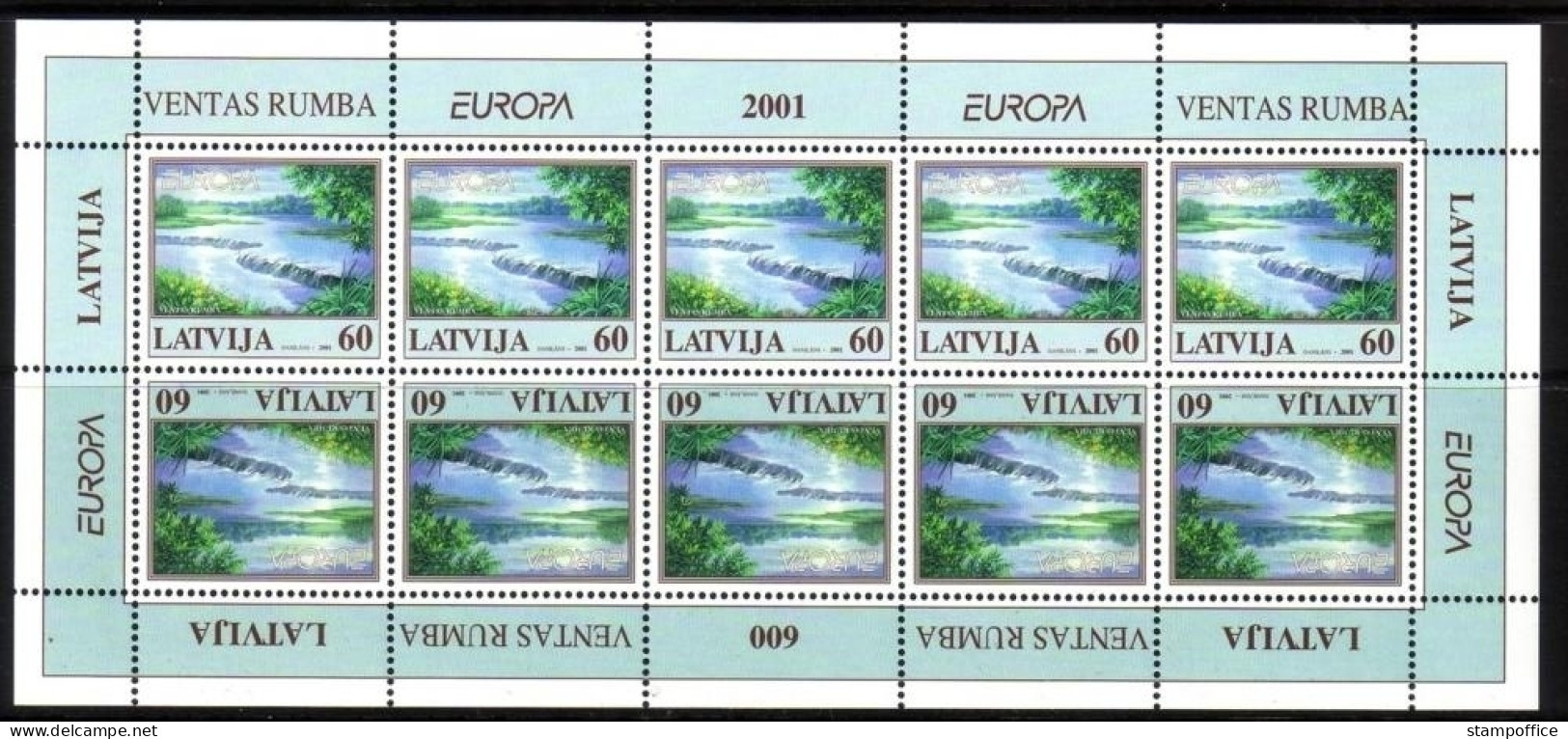 LETTLAND MI-NR. 544 POSTFRISCH(MINT) KLEINBOGEN EUROPA 2001 WASSER - 2001