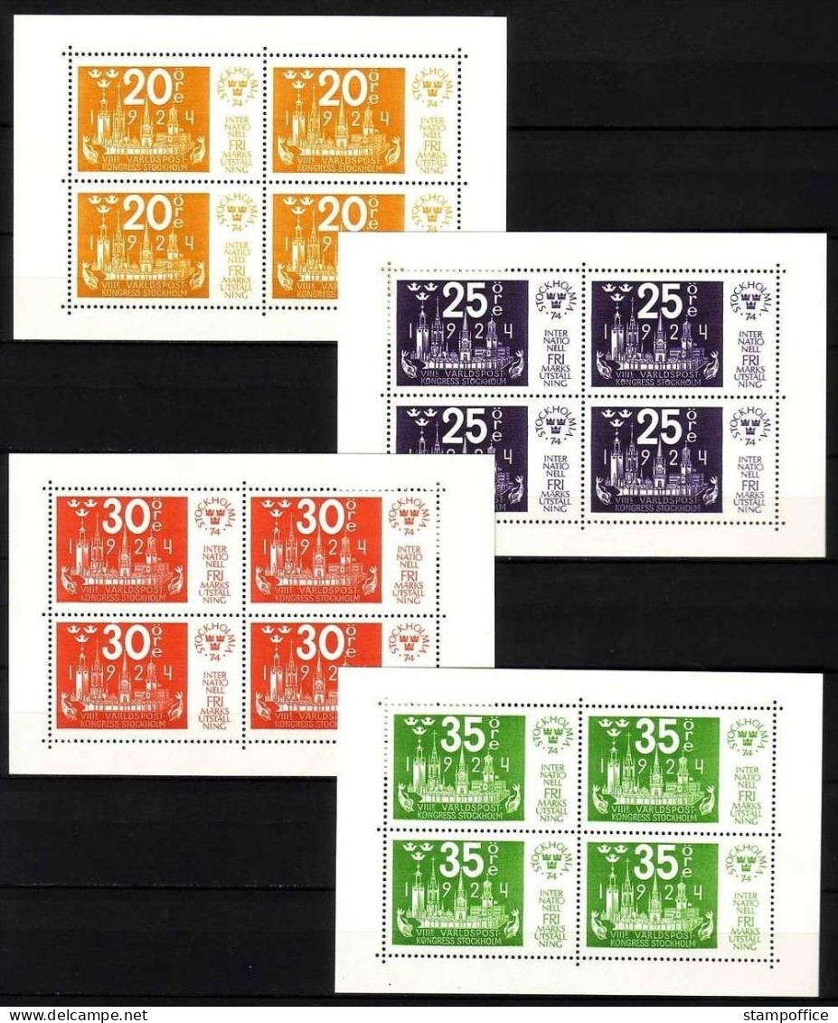 SCHWEDEN BLOCK 2-5 POSTFRISCH(MINT) INTERNATIONALE BRIEFMARKENAUSSTELLUNG STOCKHOLMIA '74 - Blocs-feuillets