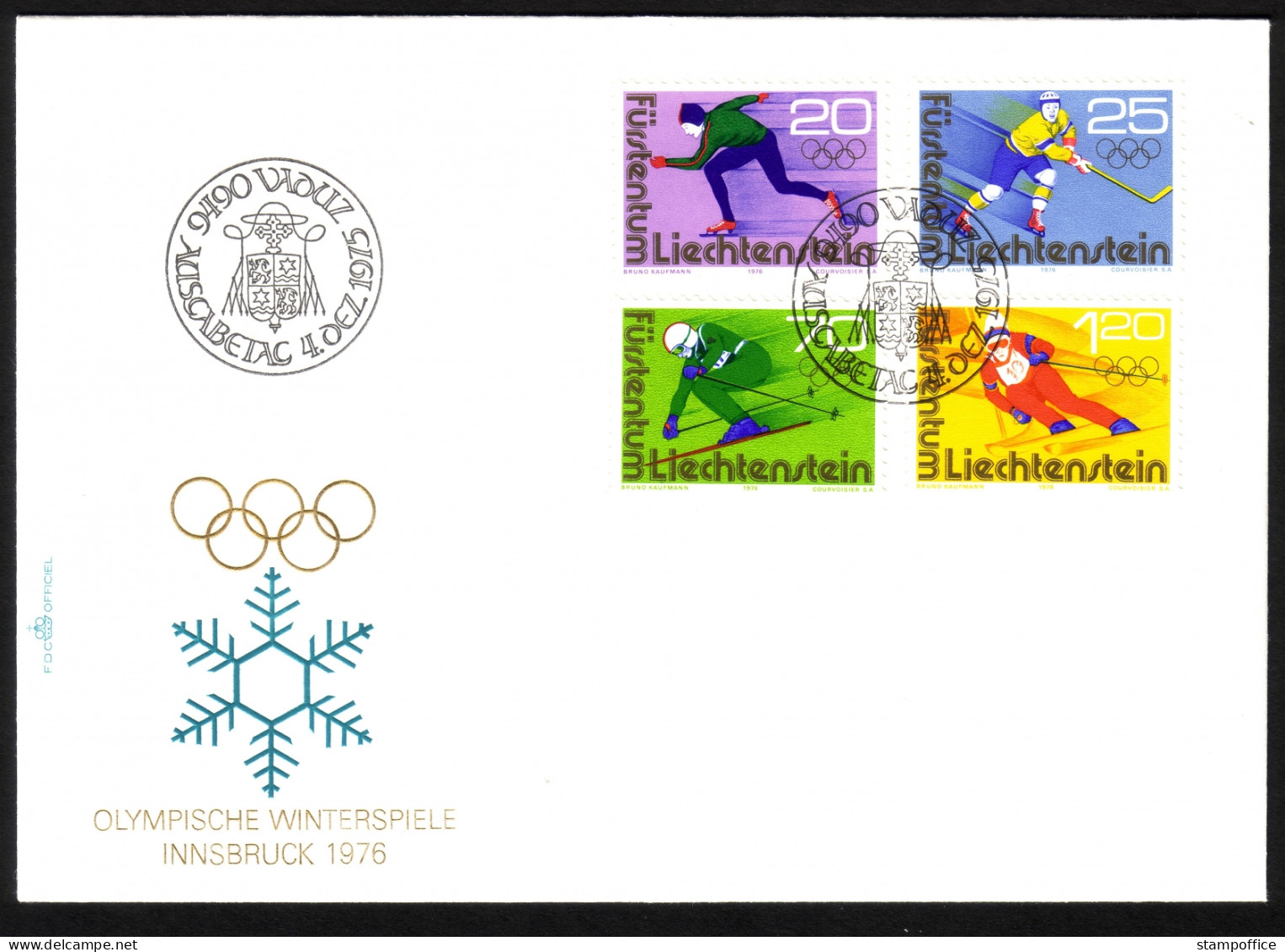 LIECHTENSTEIN MI-NR. 635-638 FDC WINTEROLYMPIADE 1976 INNSBRUCK - FDC