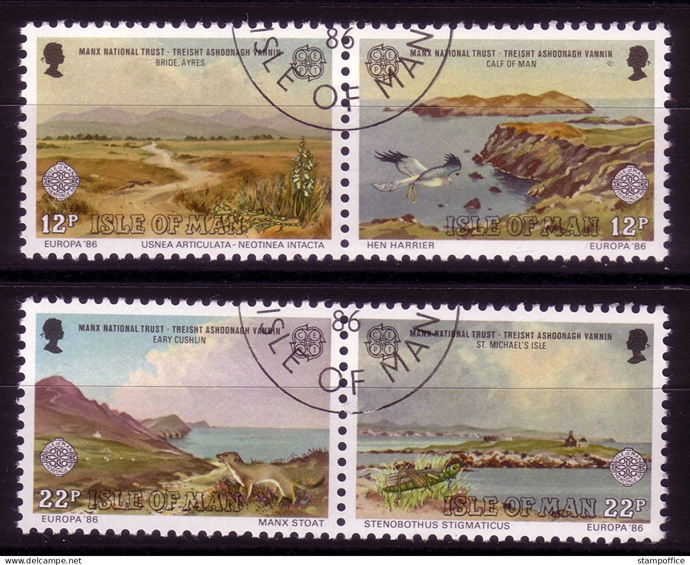 ISLE OF MAN MI-NR. 307-310 O EUROPA 1986 - NATUR- Und UMWELTSCHUTZ HERMELIN - 1986