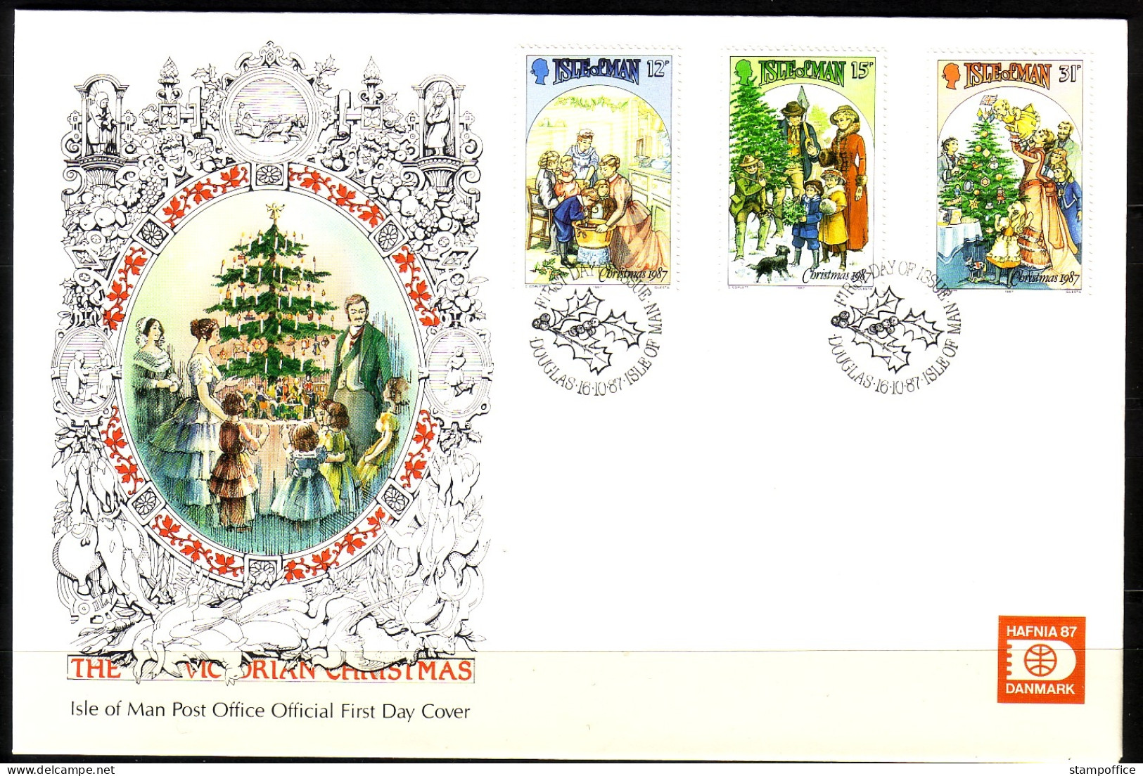 ISLE OF MAN MI-NR. 348-350 FDC WEIHNACHTEN CHRISTMAS 1987 - Weihnachten