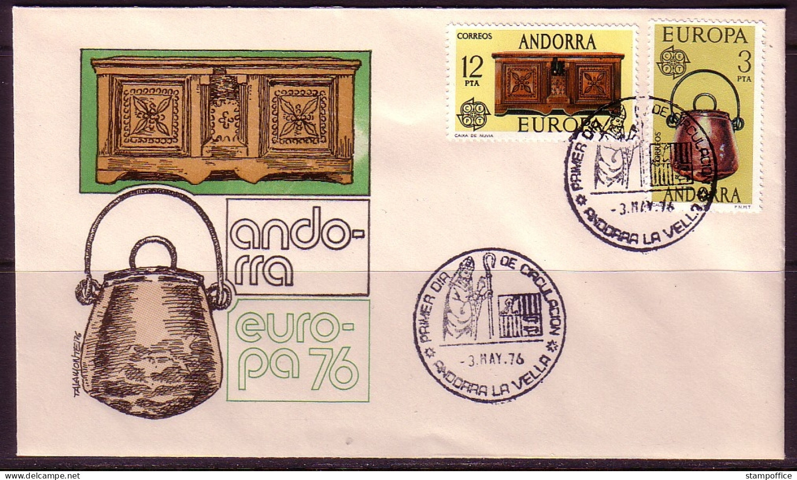 ANDORRA SPANISCH MI-NR. 101-102 FDC EUROPA 1976 - KUNSTHANDWERK - 1976