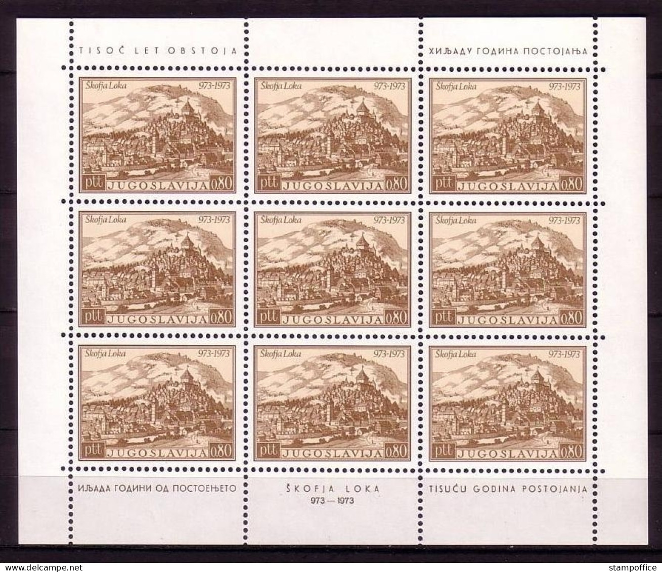 JUGOSLAWIEN MI-NR. 1498 POSTFRISCH(MINT) KLEINBOGEN SKOFJA LOKA 1973 - Blocs-feuillets