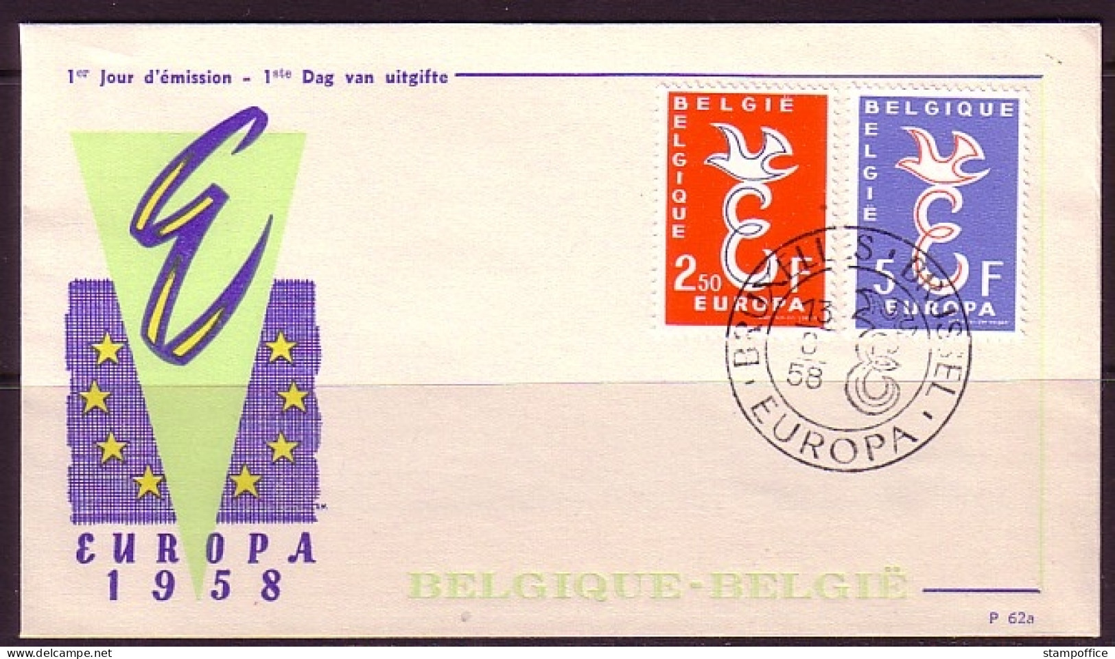 BELGIEN MI-NR. 1117-1118 FDC EUROPA 1958 - 1958