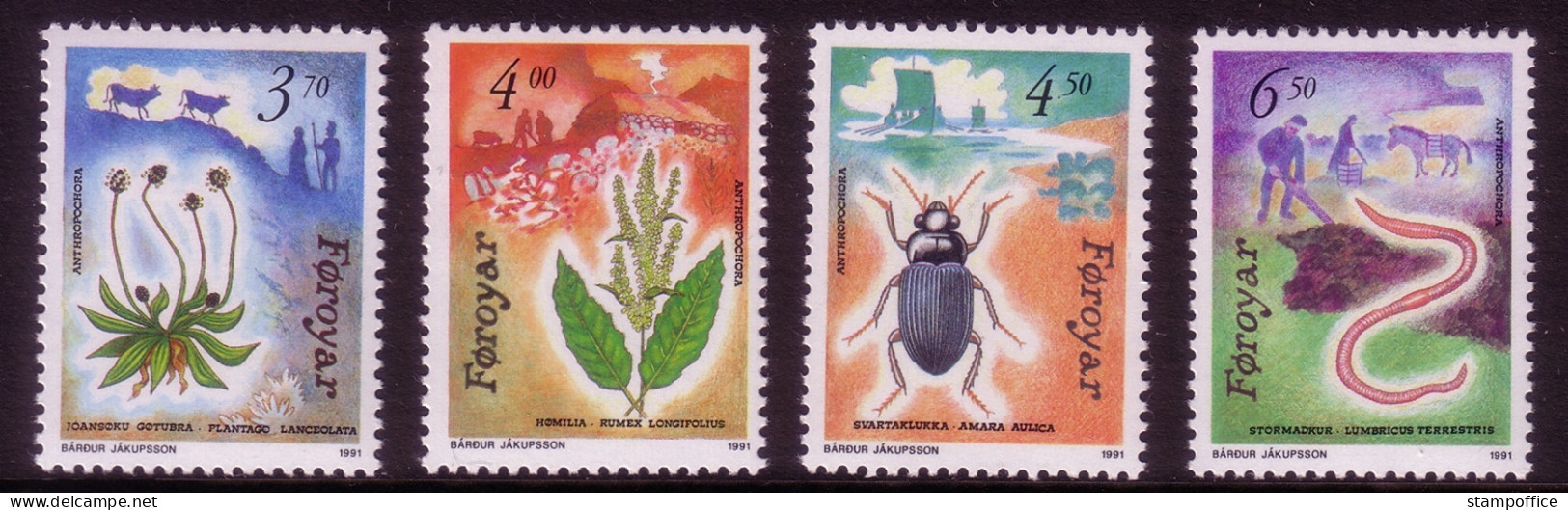 FÄRÖER MI-NR. 211-214 POSTFRISCH(MINT) PFLANZEN UND TIERE REGENWURM KÄFER AMPFER - Färöer Inseln