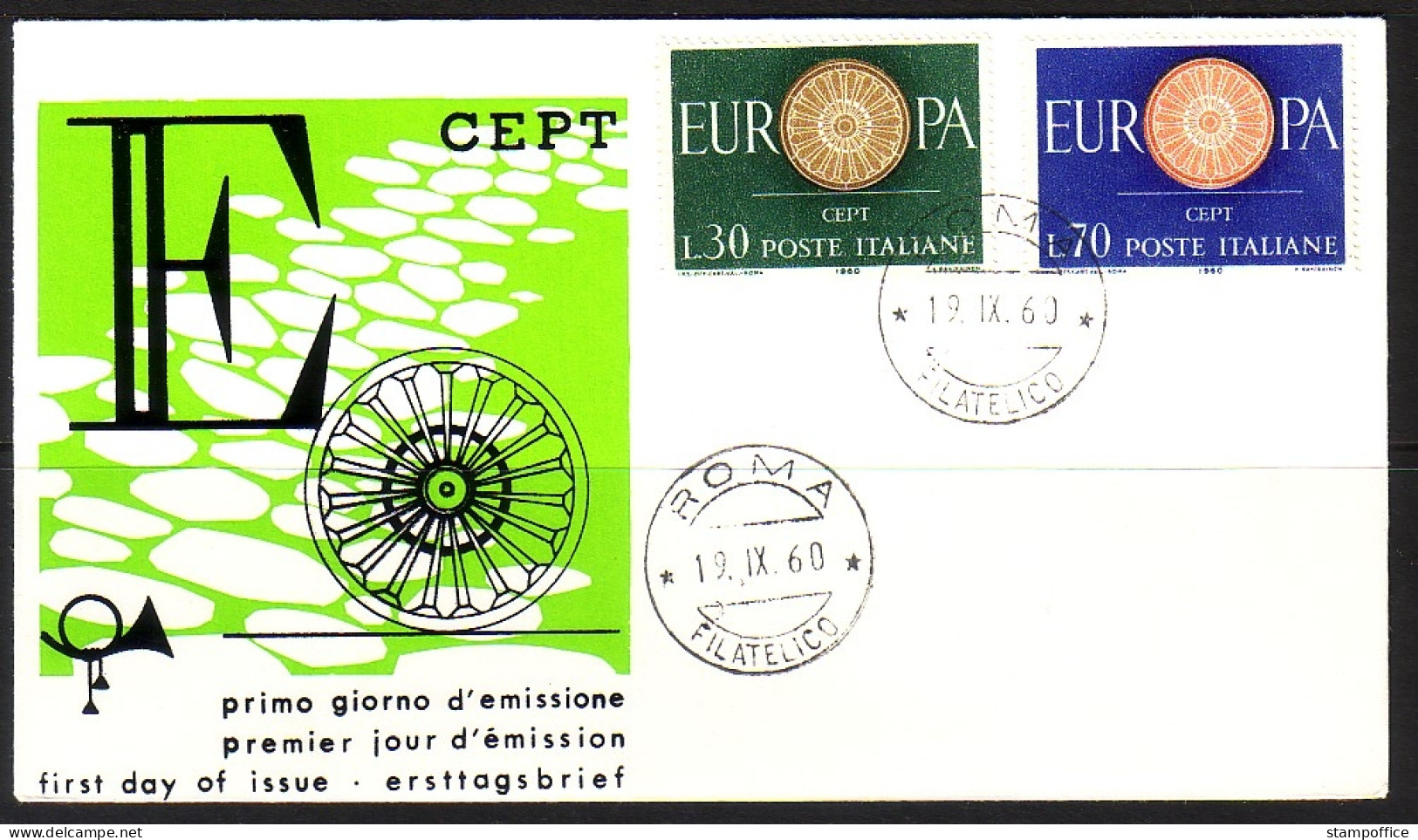 ITALIEN MI-NR. 1077-1078 FDC CEPT 1960 WAGENRAD - 1960