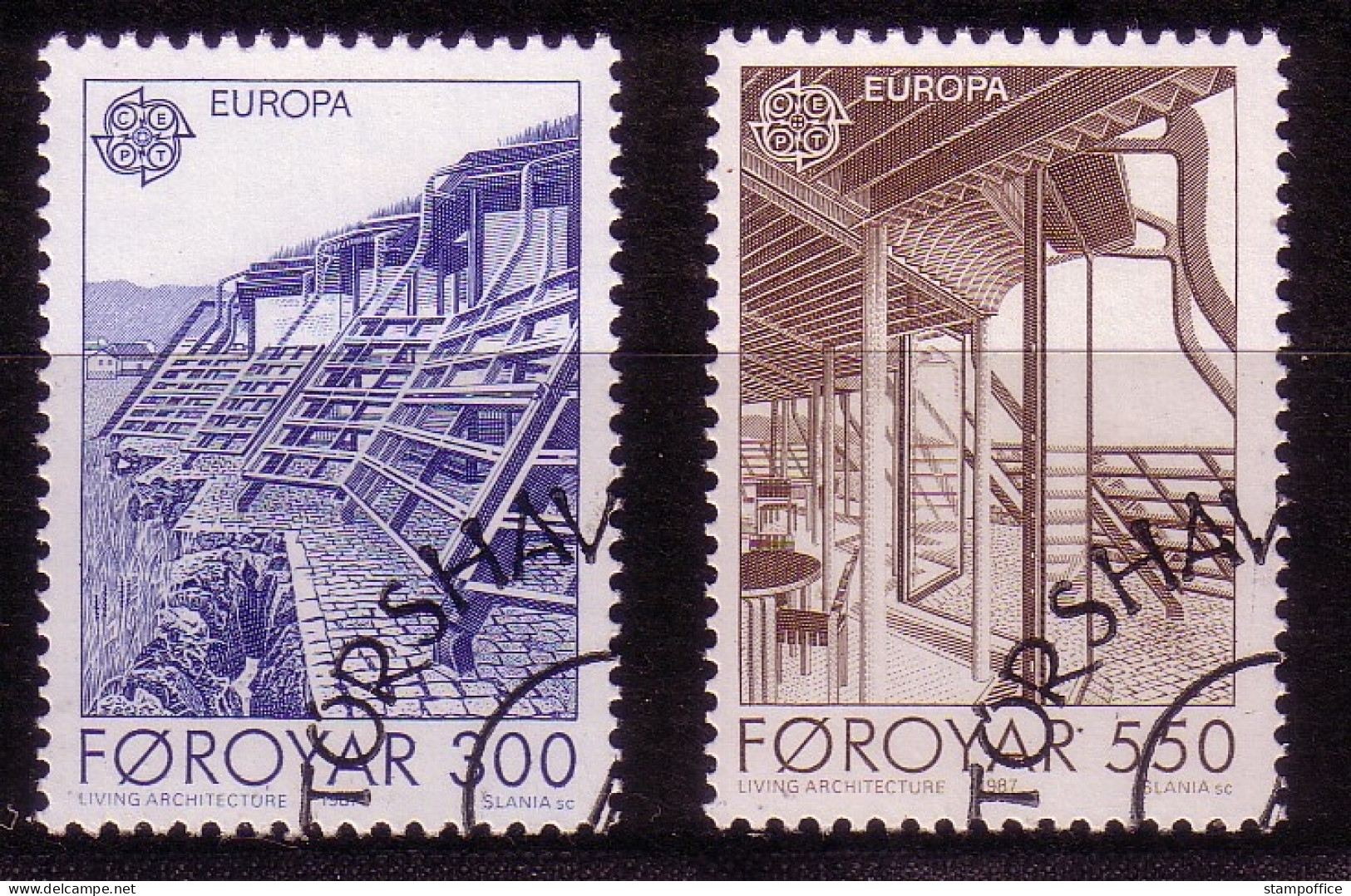 FÄRÖER MI-NR. 149-150 GESTEMPELT(USED) EUROPA 1987 MODERNE ARCHITEKTUR - 1987