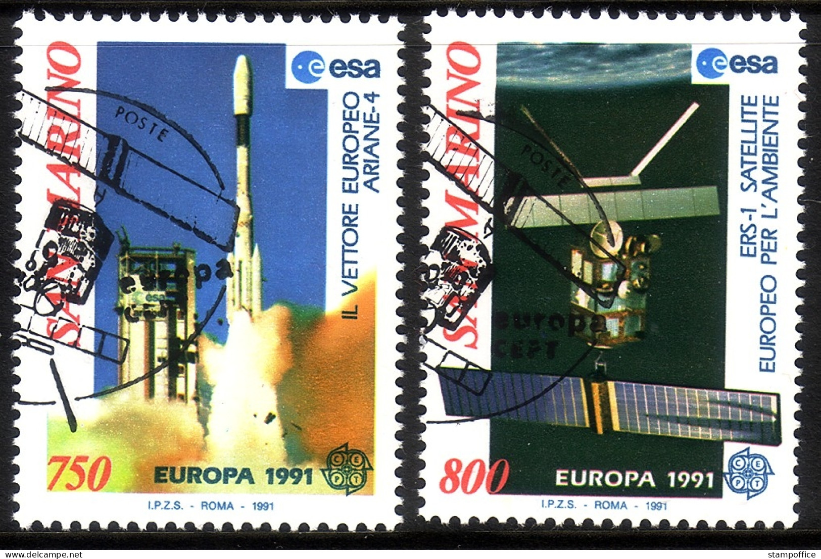 SAN MARINO MI-NR. 1465-1466 GESTEMPELT(USED) EUROPA 1991 EUROPÄISCHE WELTRAUMFAHRT - 1991