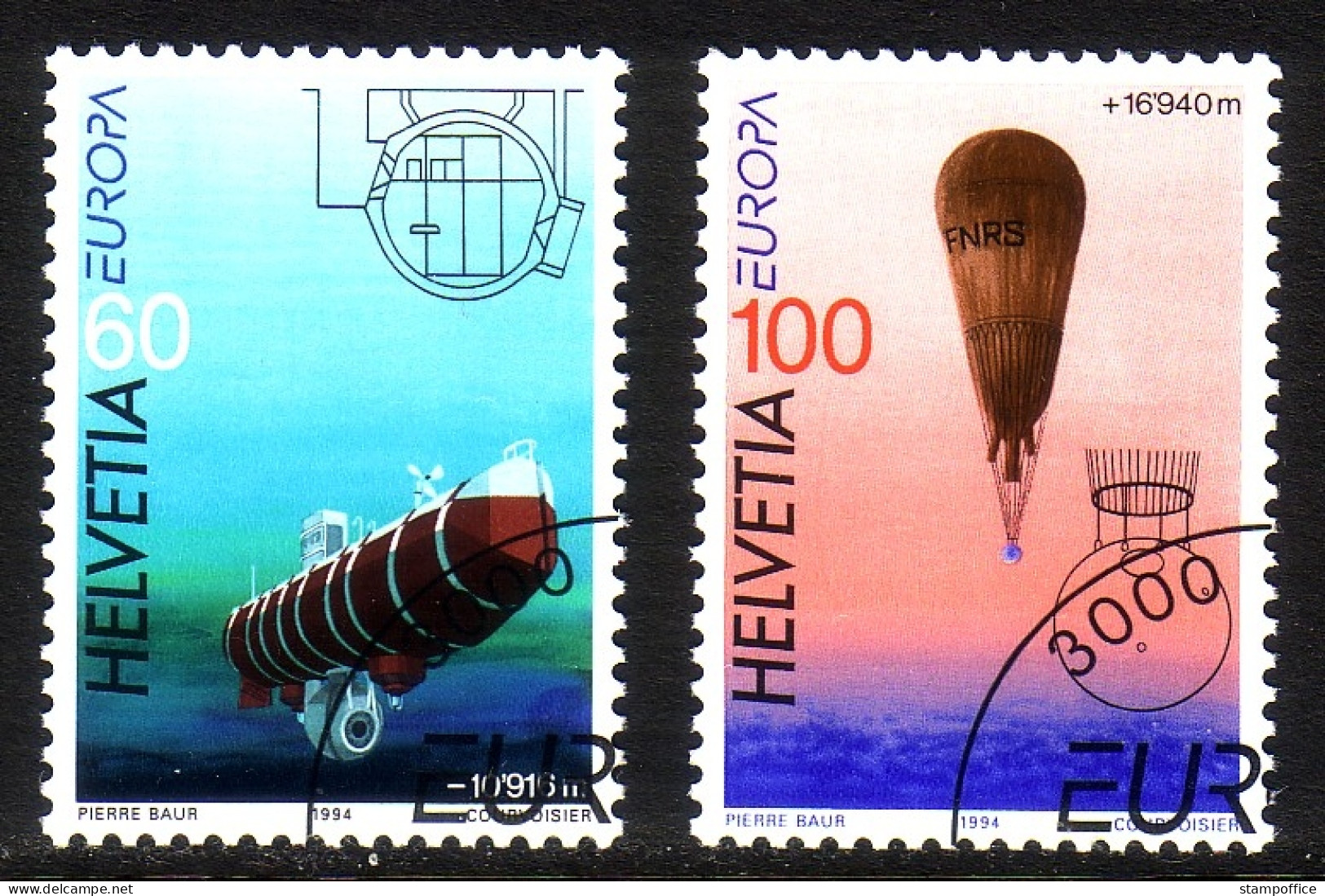 SCHWEIZ MI-NR. 1525-1526 GESTEMPELT(USED) EUROPA 1994 BALLON ENTDECKUNGEN UND ERFINDUNGEN - 1994