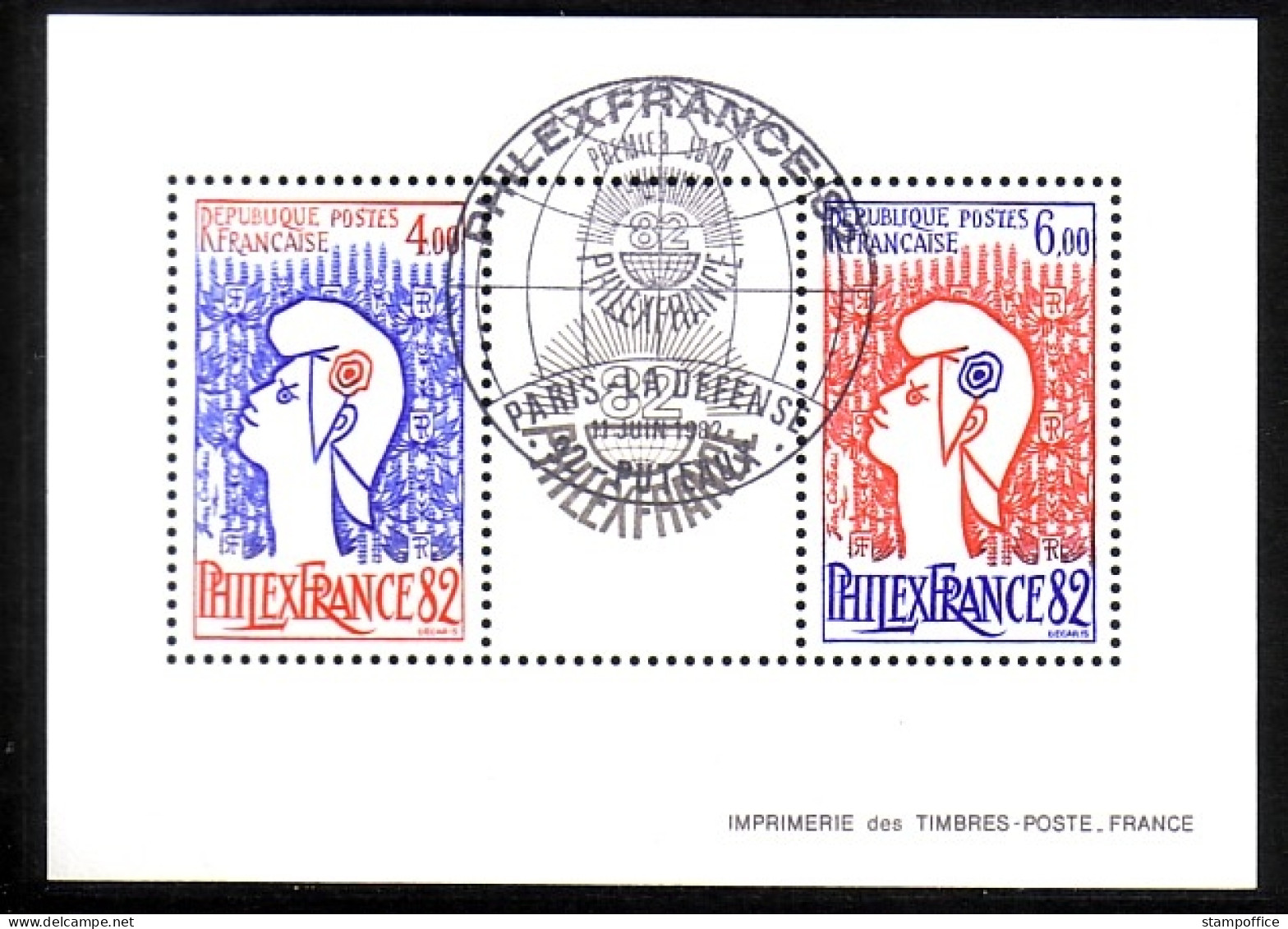 FRANKREICH BLOCK 6 GESTEMPELT(USED) PHILEXFRANCE '82 MIT EINTRITTSKARTE - Afgestempeld