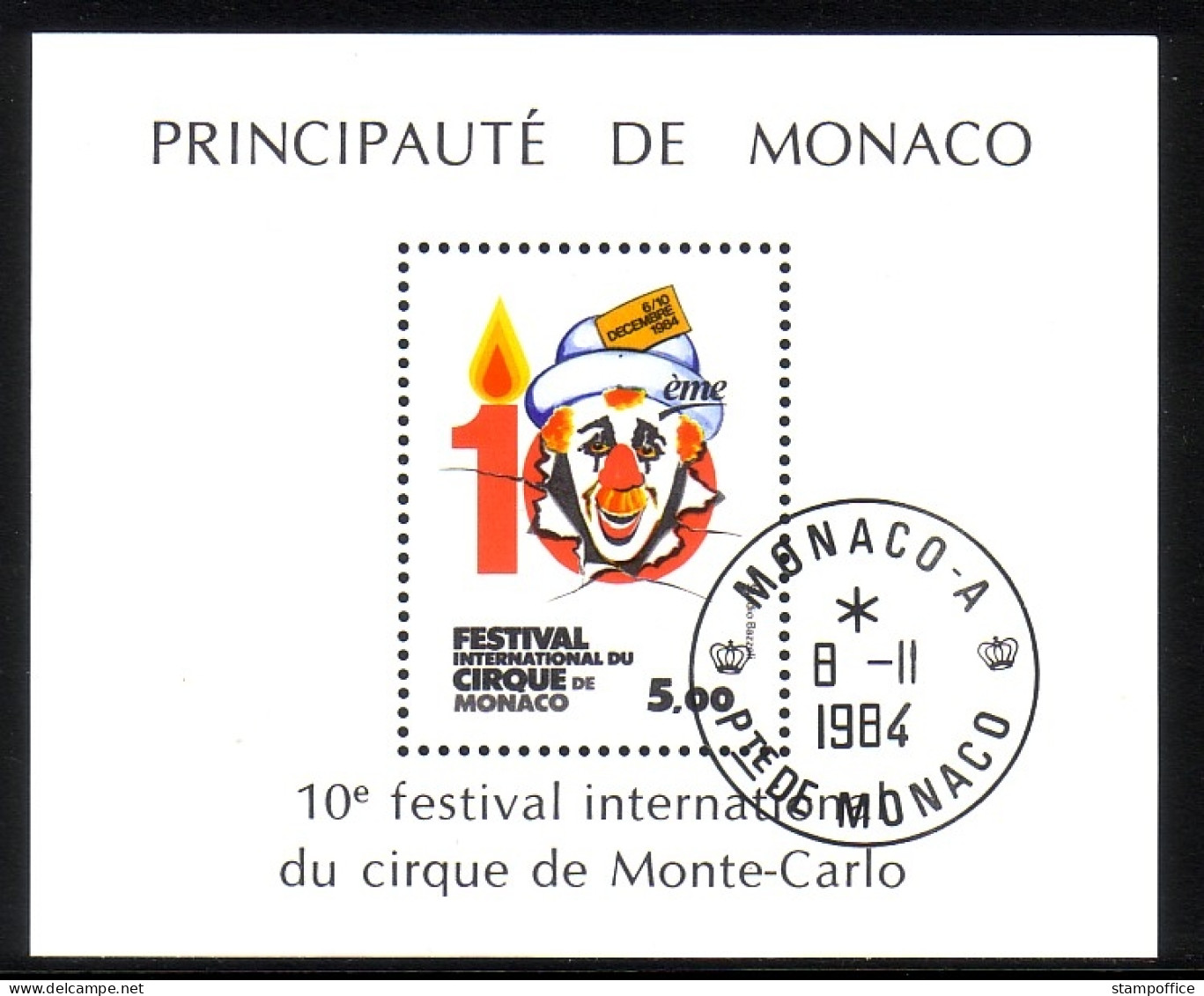 MONACO BLOCK 27 GESTEMPELT(USED) ZIRKUSFESTIVAL MONTE CARLO 1984 - Circo