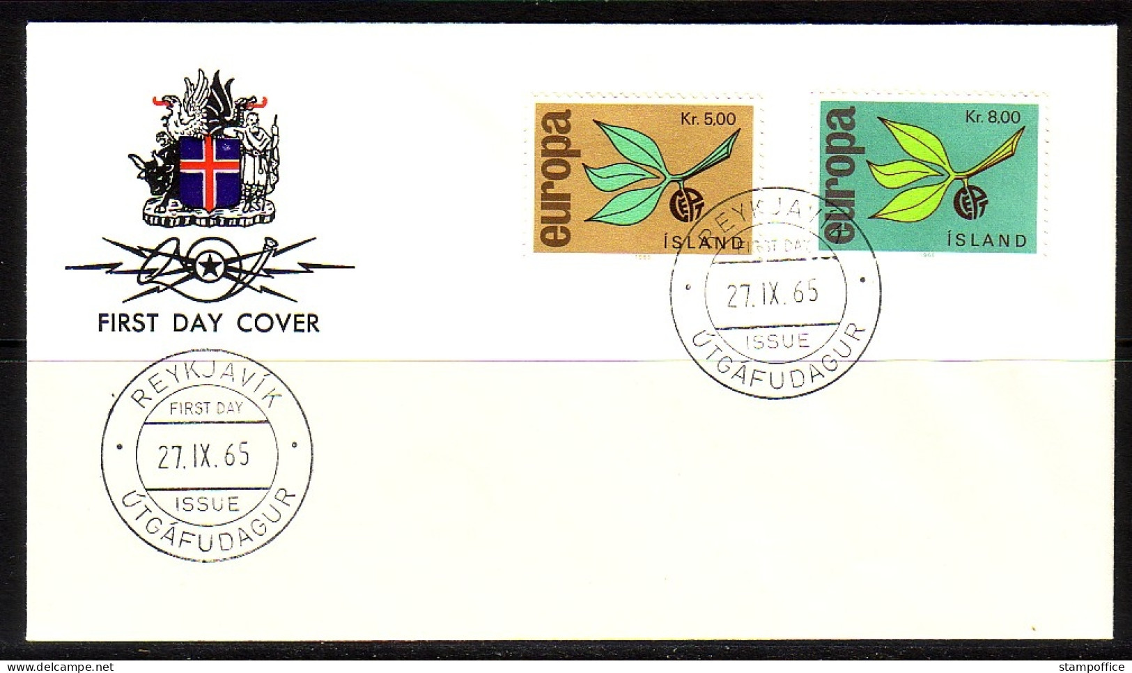 ISLAND MI-NR. 395-396 FDC EUROPA 1965 ZWEIG - 1965