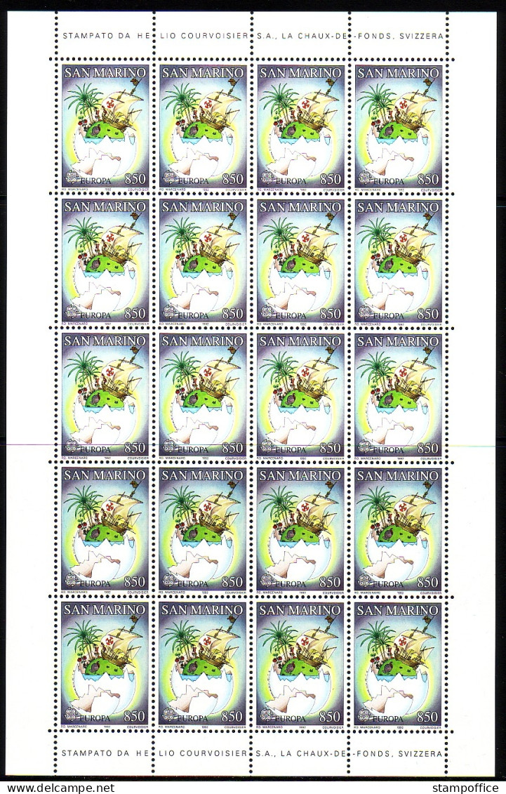 SAN MARINO MI-NR. 1508-1509 POSTFRISCH(MINT) KLEINBOGENSATZ EUROPA 1992 ENTDECKUNG AMERIKAS - COLUMBUS - 1992