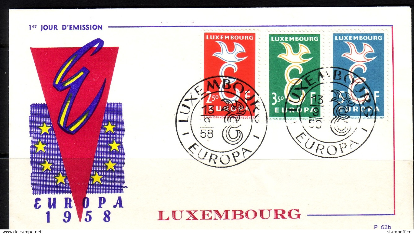 LUXEMBOURG MI-NR. 590-592 FDC CEPT 1958 TAUBE - 1958