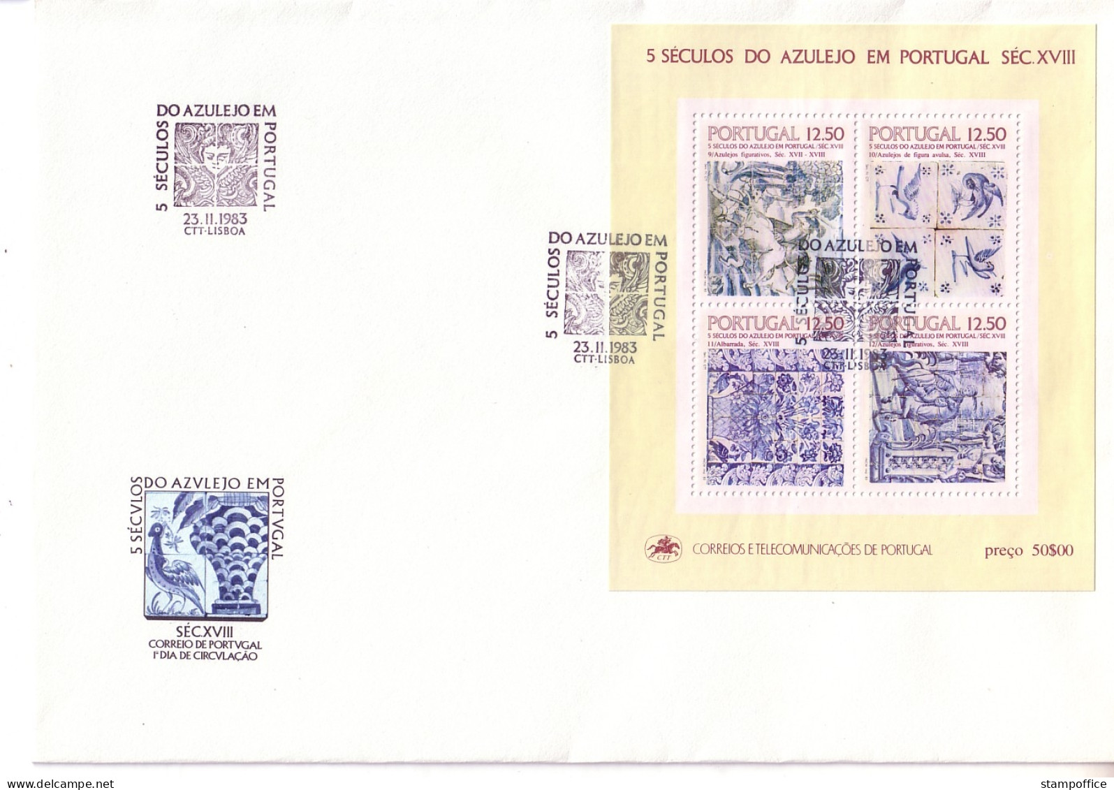 PORTUGAL BLOCK 42 FDC KERAMIKFLIESEN AZULEJOS 1983 - Blocs-feuillets