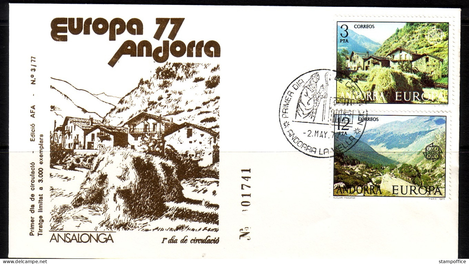 ANDORRA SPANISCH MI-NR. 107-108 FDC EUROPA 1977 LANDSCHAFTEN - 1977