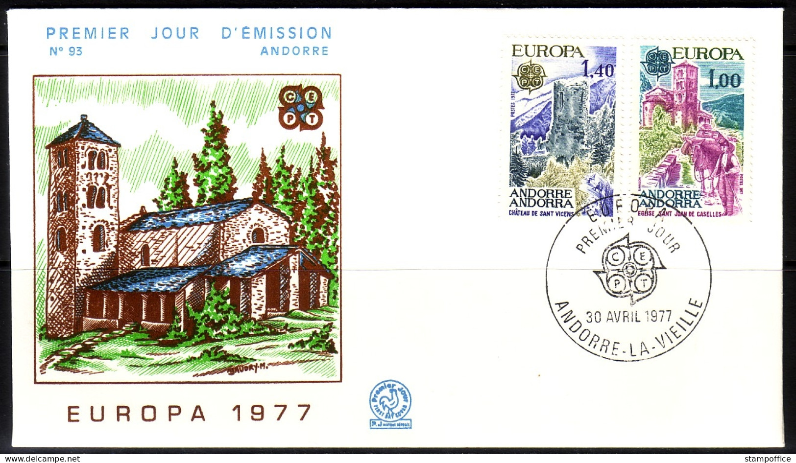 ANDORRA FRANZÖSISCH MI-NR. 282-283 FDC EUROPA 1977 - 1977