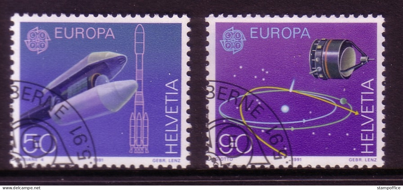 SCHWEIZ MI-NR. 1444-1445 GESTEMPELT(USED) EUROPA 1991 EUROPÄISCHE WELTRAUMFAHRT - 1991