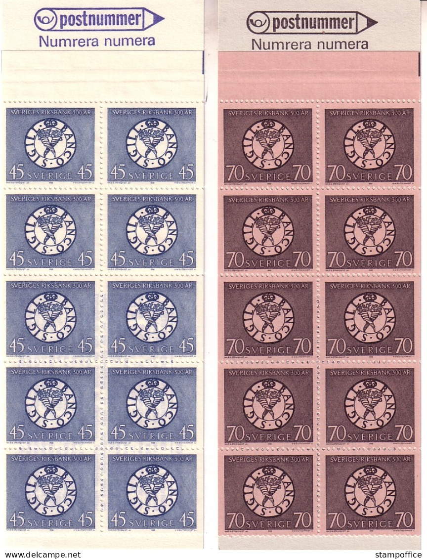 SCHWEDEN MH MIT 10 X 603-604 POSTFRISCH(MINT) 300 JAHRE SCHWEDISCHE REICHSBANK - 1951-80