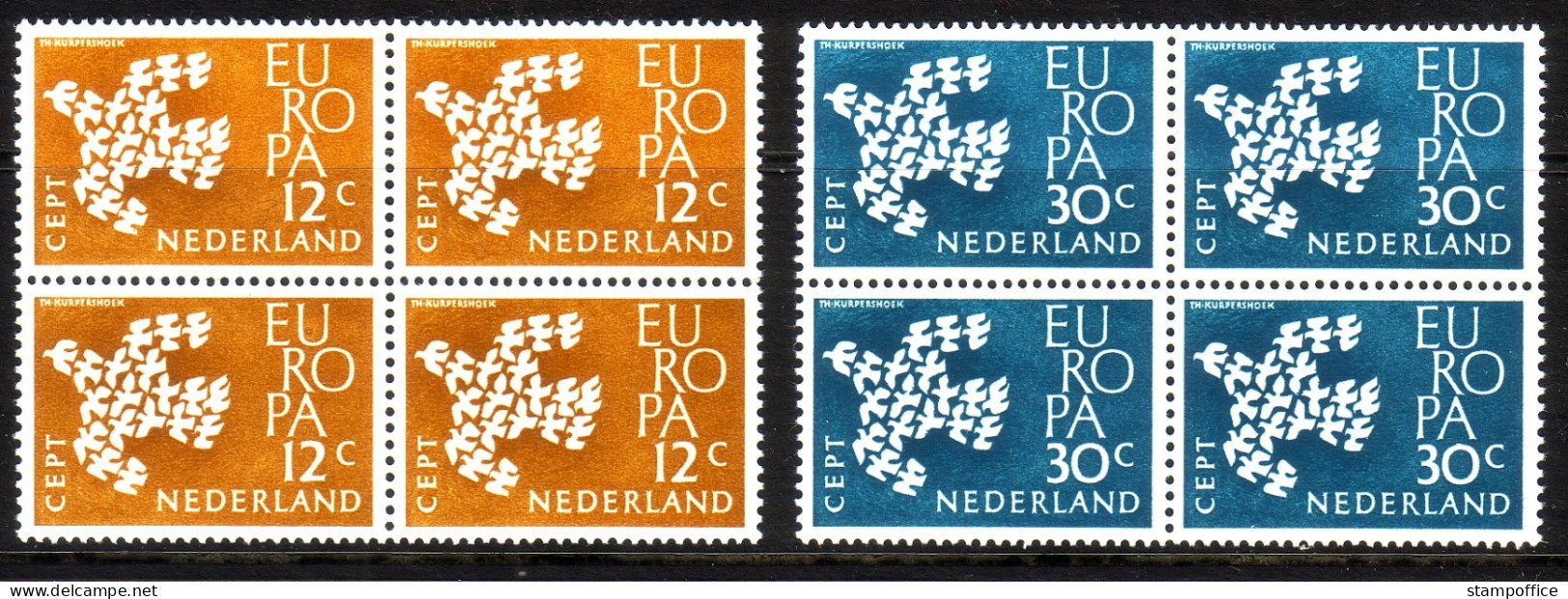 NIEDERLANDE MI-NR. 765-766 POSTFRISCH(MINT) VIERERBLOCK EUROPA 1961 - TAUBE - 1961