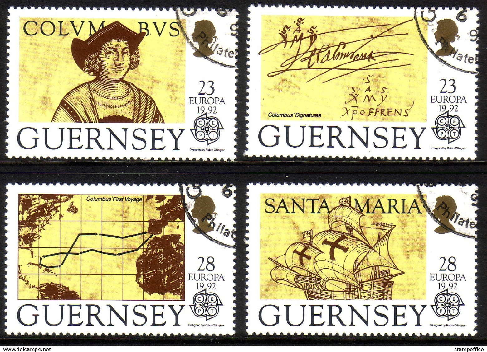 GUERNSEY MI-NR. 549-552 GESTEMPELT(USED) EUROPA 1992 ENTDECKUNG AMERIKAS COLUMBUS SCHIFFE - 1992