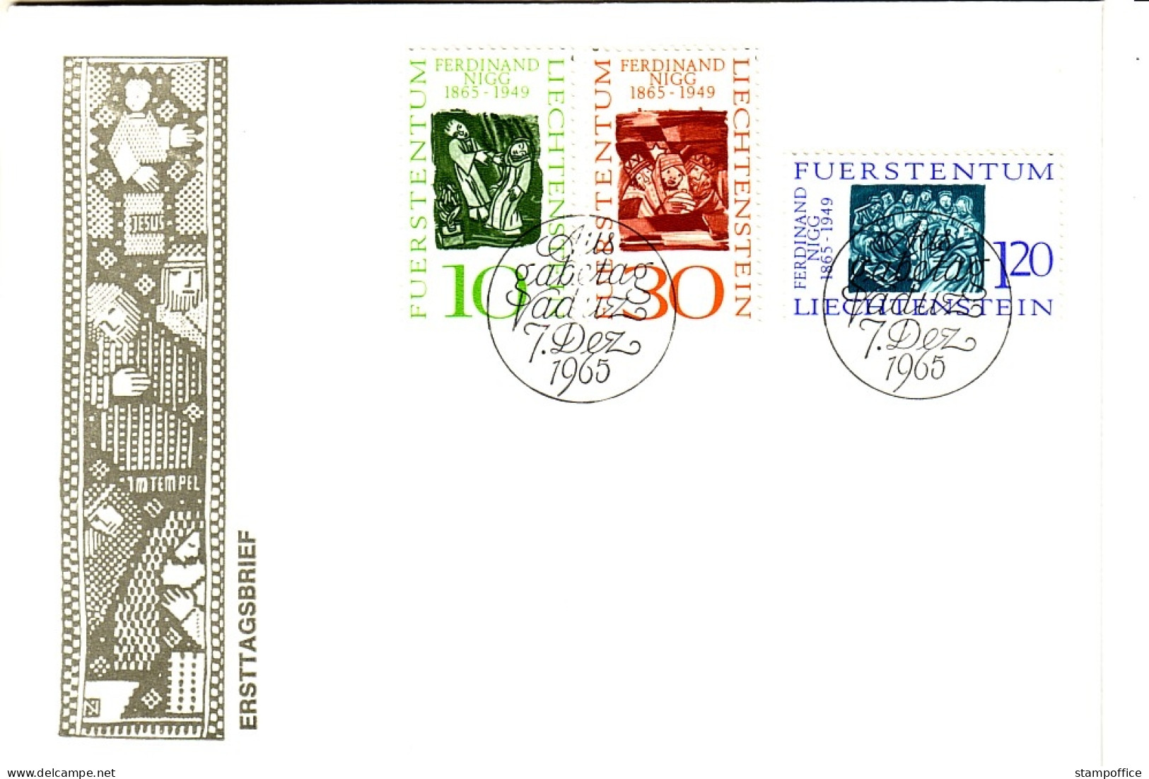 LIECHTENSTEIN MI-NR. 455-457 FDC 100 GEBURTSTAG PROFESSOR FERDINAND NIGG - FDC