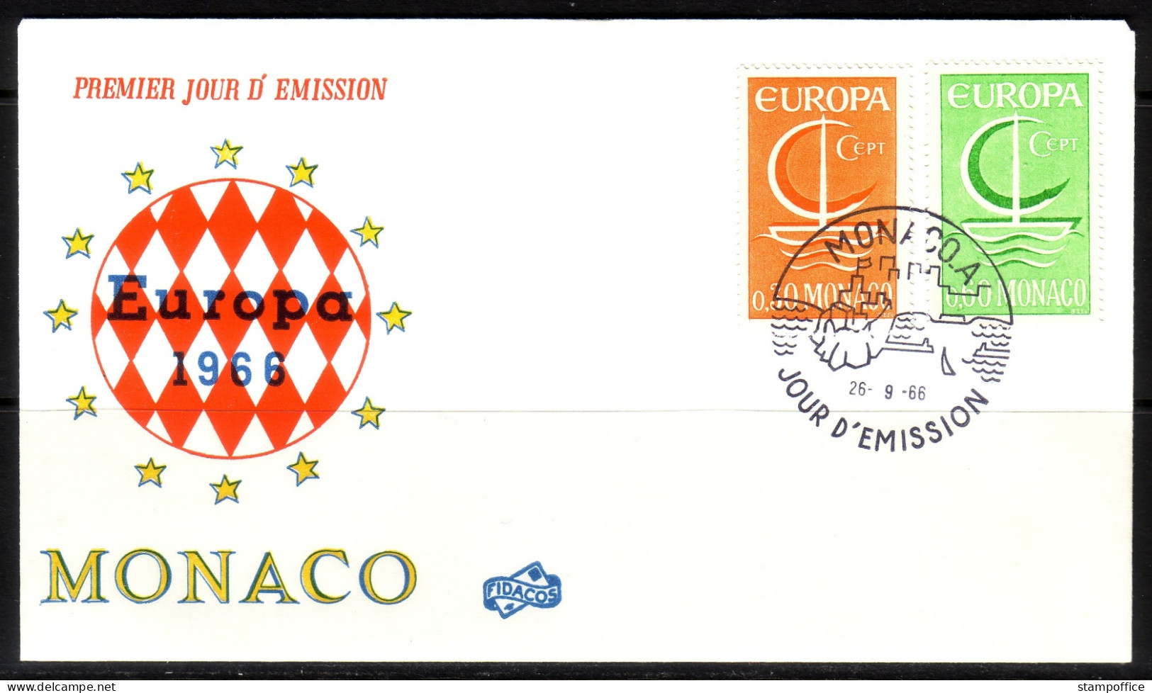 MONACO MI-NR. 835-836 FDC EUROPA CEPT 1966 BOOT MIT SEGEL - 1966