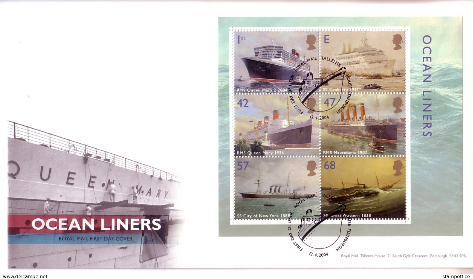 GROSSBRITANNIEN BLOCK 19 FDC PASSAGIERSCHIFFE QUEEN MARY GREAT WESTERN CANBERRA MAURETANIA - Schiffe