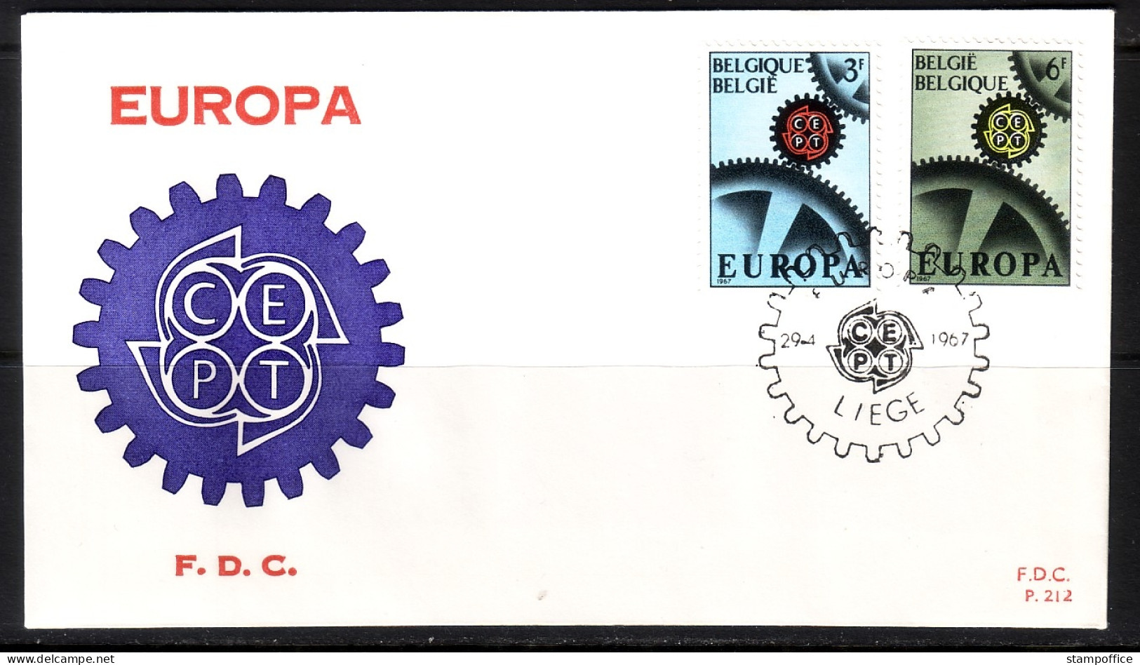 BELGIEN MI-NR. 1472-1473 FDC CEPT 1967 ZAHNRÄDER STEMPEL LIEGE - 1967