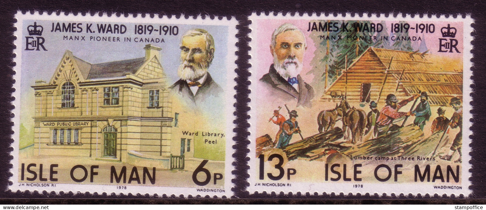 ISLE OF MAN MI-NR. 129-130 POSTFRISCH(MINT) AUSWANDERER JAMES KEWLEY WARD 1978 - Isla De Man