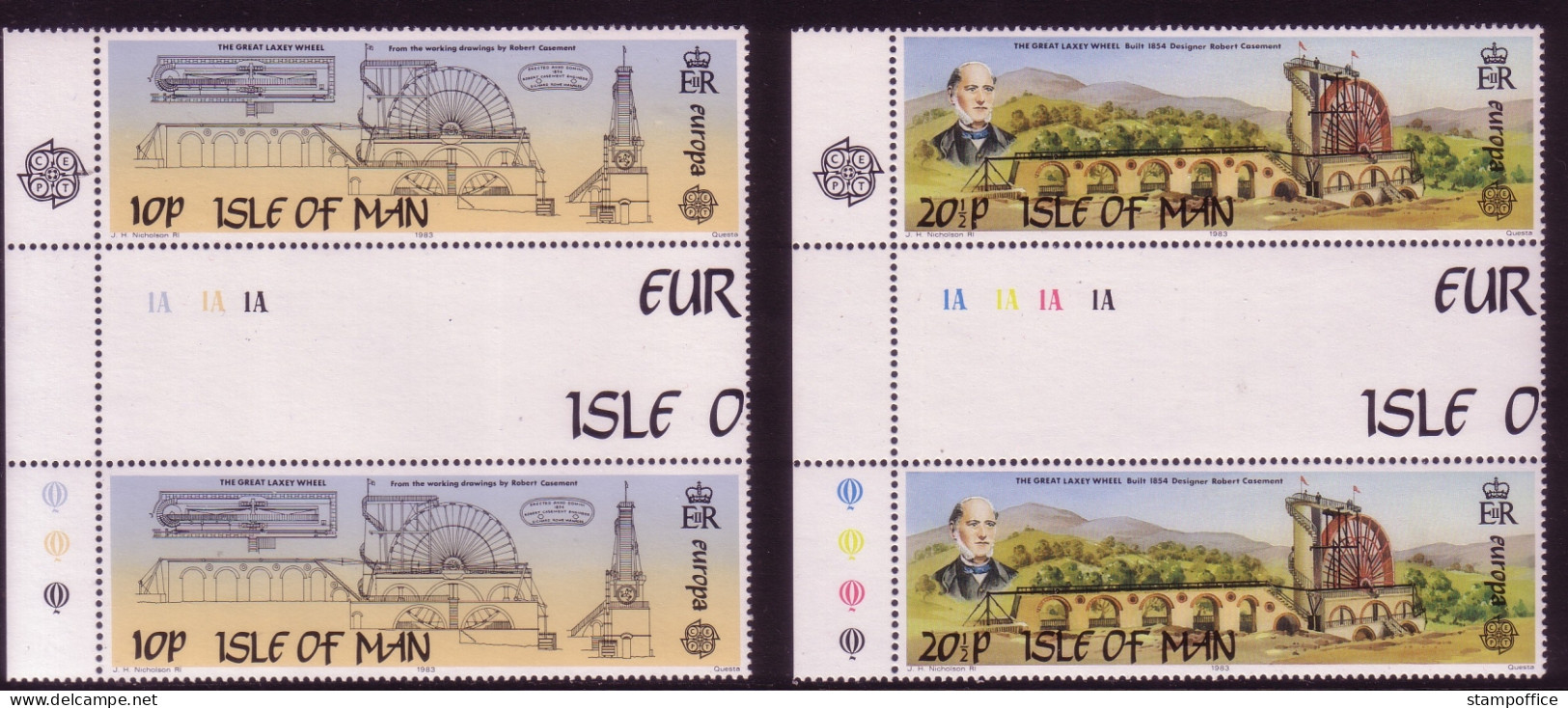 ISLE OF MAN MI-NR. 240-241 POSTFRISCH(MINT) ZWISCHENSTEGPAARSATZ EUROPA 1983 WASSERRAD - 1983