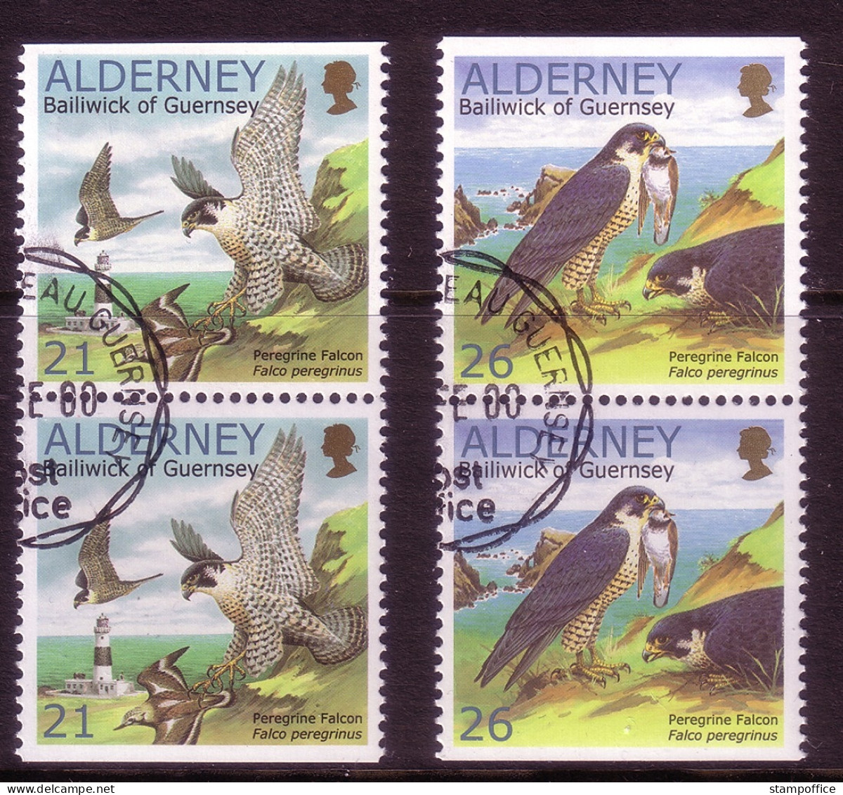ALDERNEY MI-NR. 145-146 Do/Du GESTEMPELT(USED) NATURSCHUTZ 2000 WANDERFALKEN - Eagles & Birds Of Prey