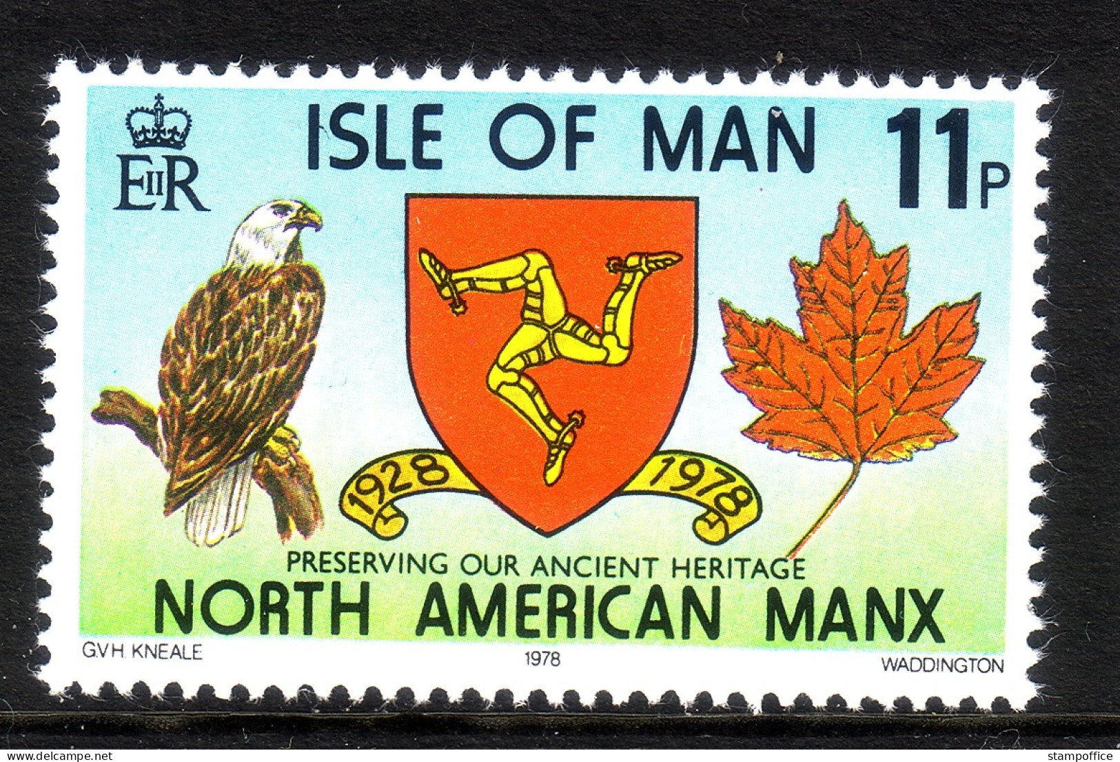 ISLE OF MAN MI-NR. 131 POSTFRISCH(MINT) NORDAMERIKANISCHE MANX-VEREINIGUNG - WEISSKOPFSEEADLER - Isla De Man