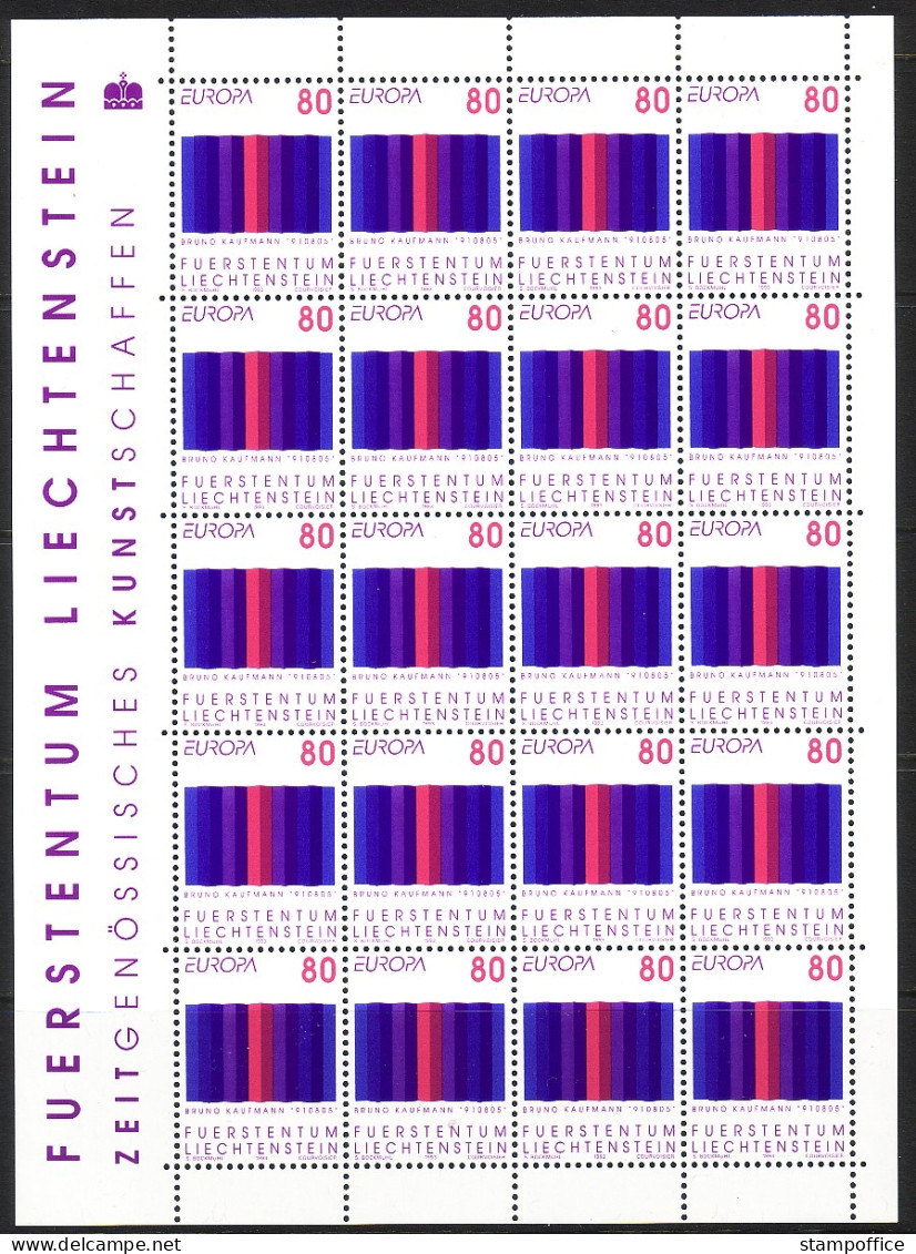 LIECHTENSTEIN MI-NR. 1054-1055 POSTFRISCH(MINT) KLEINBOGENSATZ EUROPA 1993 ZEITGENÖSSISCHE KUNST - 1993