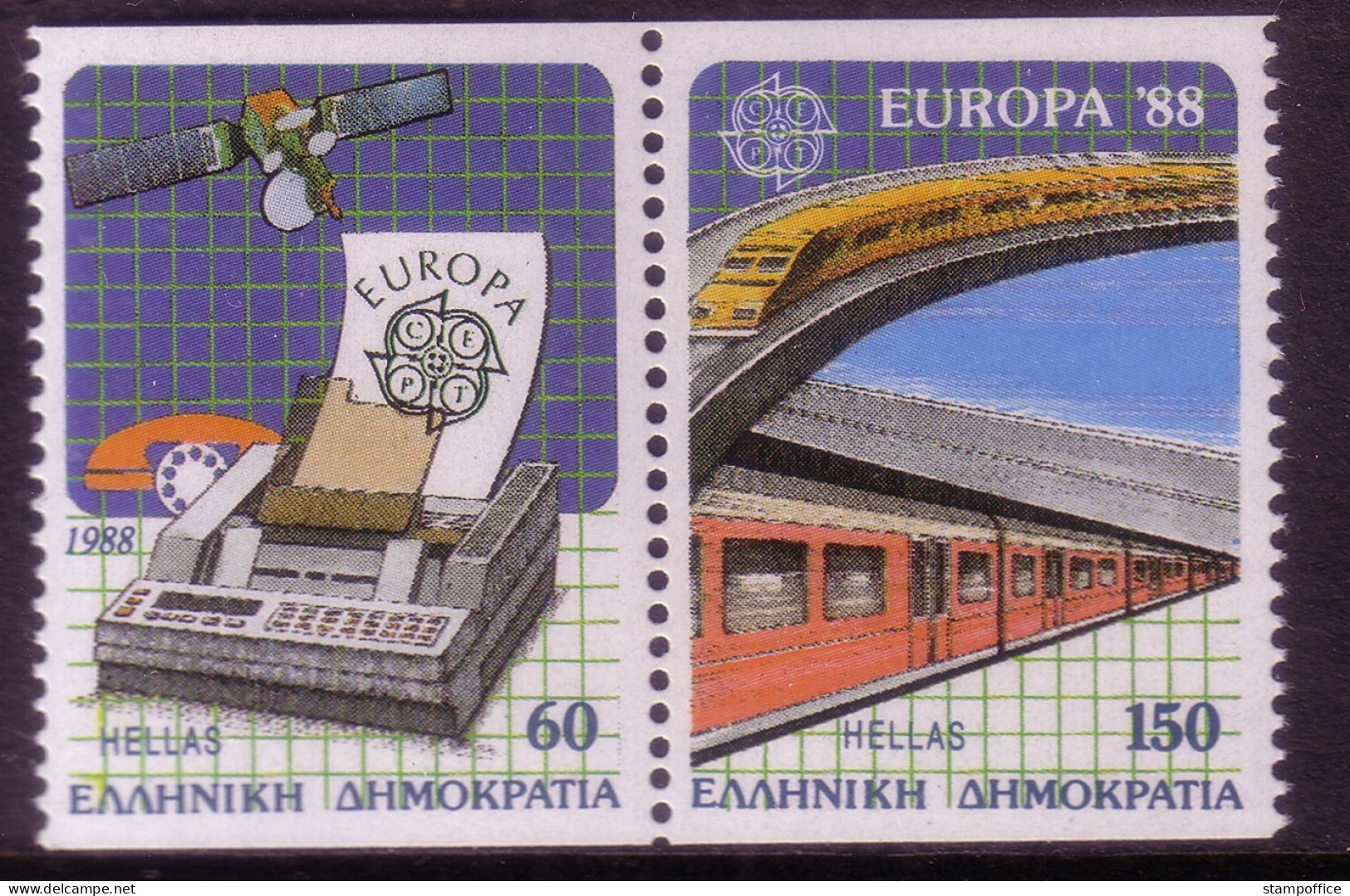 GRIECHENLAND MI-NR. 1685-1686 C POSTFRISCH CEPT 1988 EISENBAHN U-BAHN TELEFON - 1988