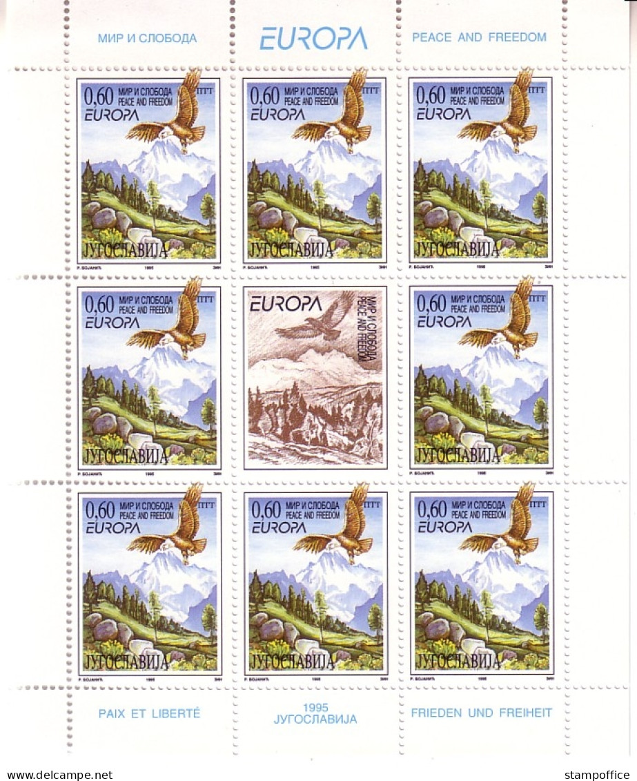 JUGOSLAWIEN MI-NR. 2712-2713 POSTFRISCH KLEINBOGENSATZ EUROPA 1995 FRIEDEN BARTGEIER - 1995