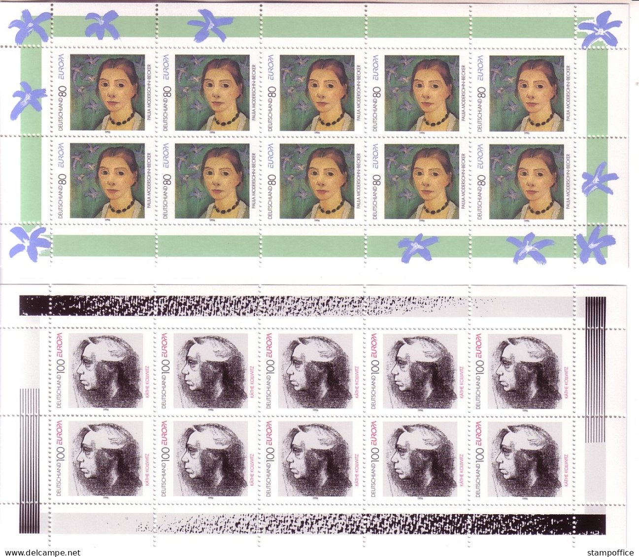 DEUTSCHLAND MI-NR. 1854-1855 POSTFRISCH(MINT) KLEINBOGENSATZ EUROPA 1996 FRAUEN KÄTHE KOLLWITZ - 1996