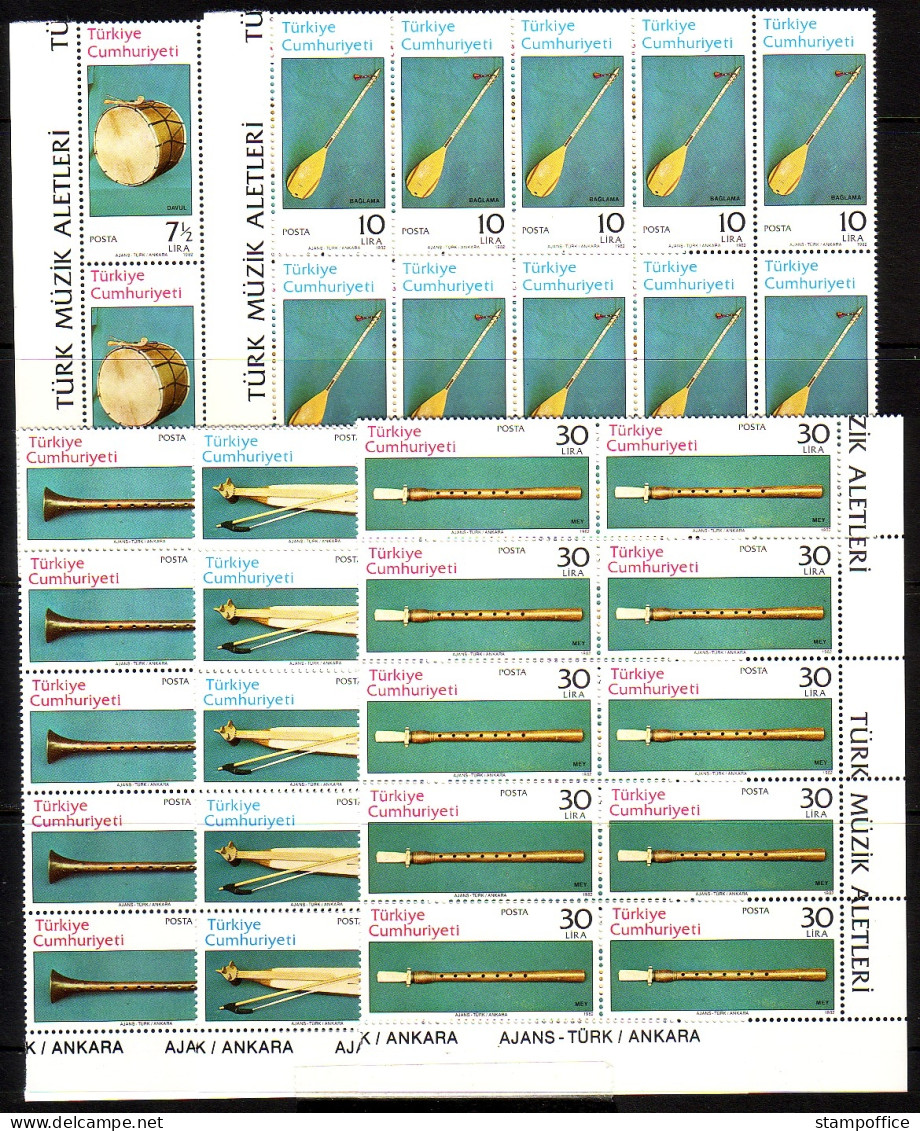 TÜRKEI MI-NR. 2618-2622 POSTFRISCH(MINT) 10 Er BLOCK MUSIKINSTRUMENTE AUS ANATOLIEN - Unused Stamps