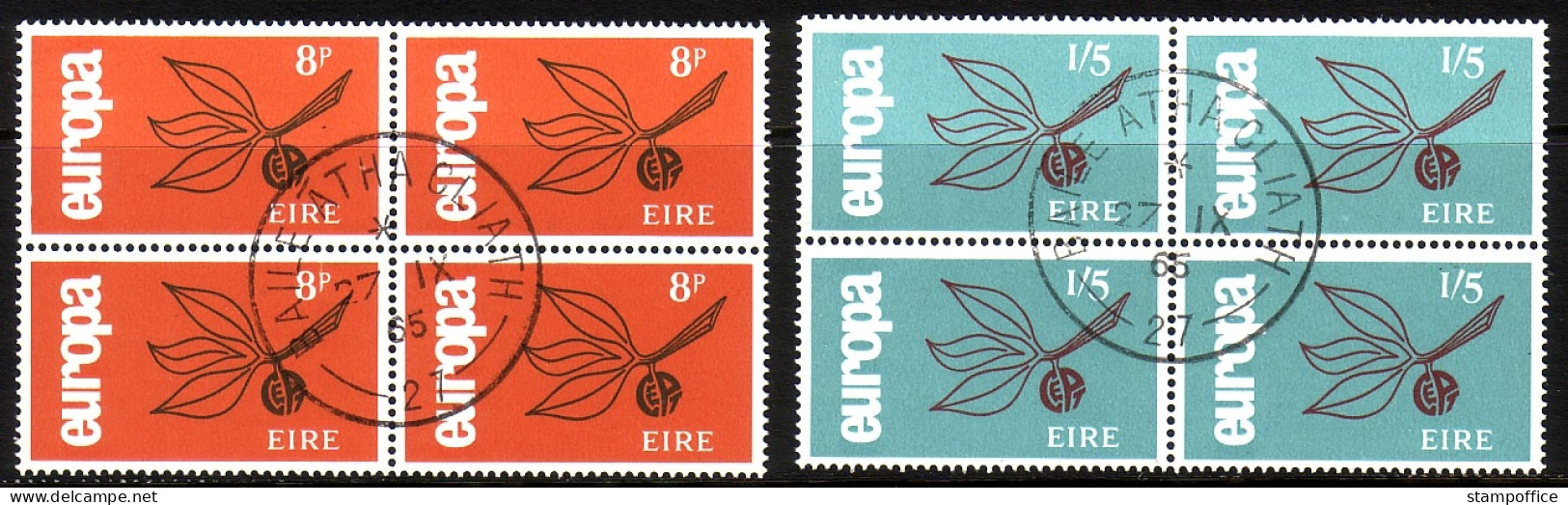 IRLAND MI-NR. 176-177 GESTEMPELT(USED) 4er BLOCK EUROPA 1965 ZWEIG - 1965