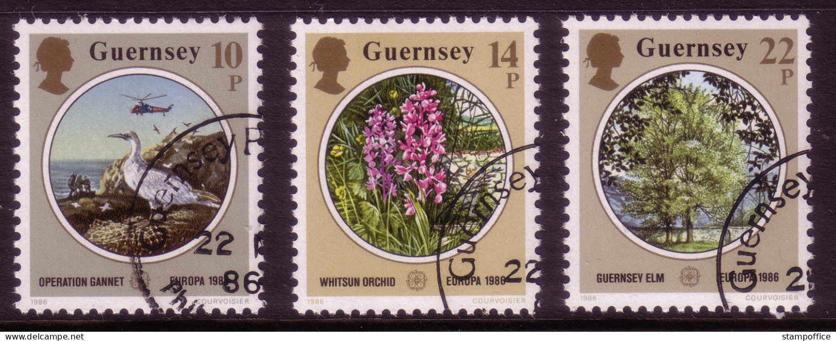 GUERNSEY MI-NR. 358-360 GESTEMPELT(USED) EUROPA 1986 NATUR- Und UMWELTSCHUTZ ORCHIDEE VOGEL - 1986