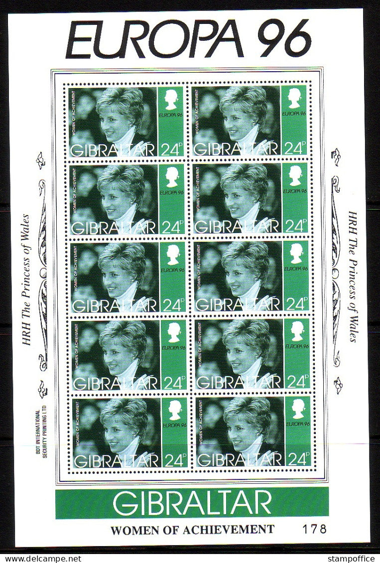 GIBRALTAR MI-NR. 755-758 POSTFRISCH KLEINBOGENSATZ EUROPA 1996 LADY DIANA KÖNIGIN ELISABETH - 1996